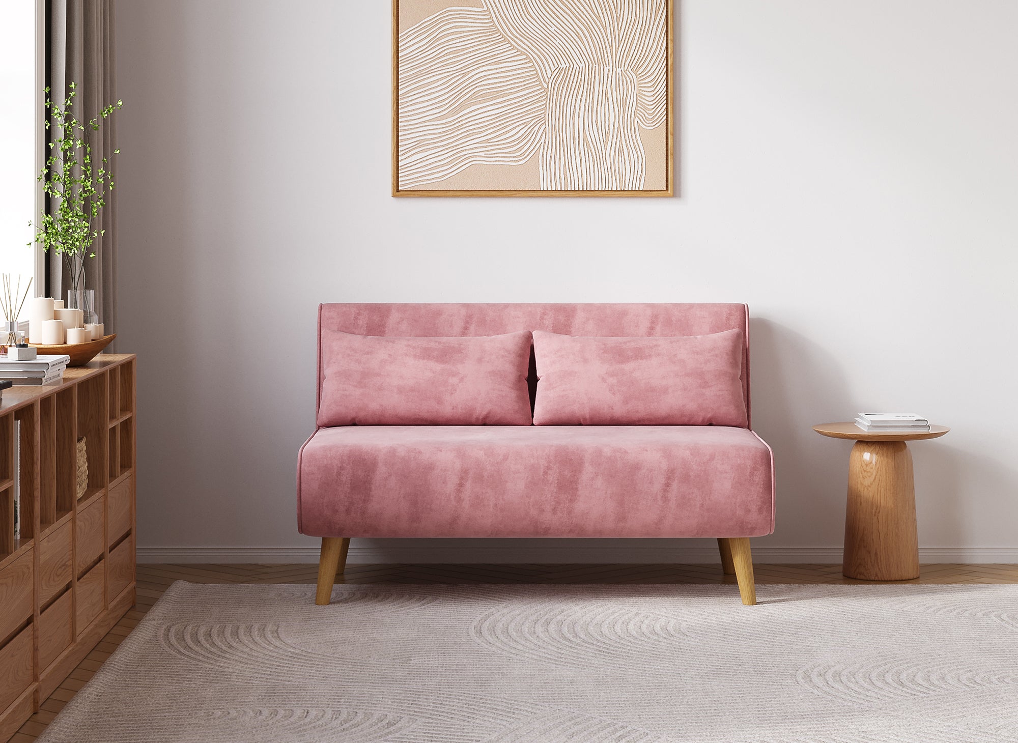 TONKA 2-Sitzer-Sitzbank aus rosa Samt