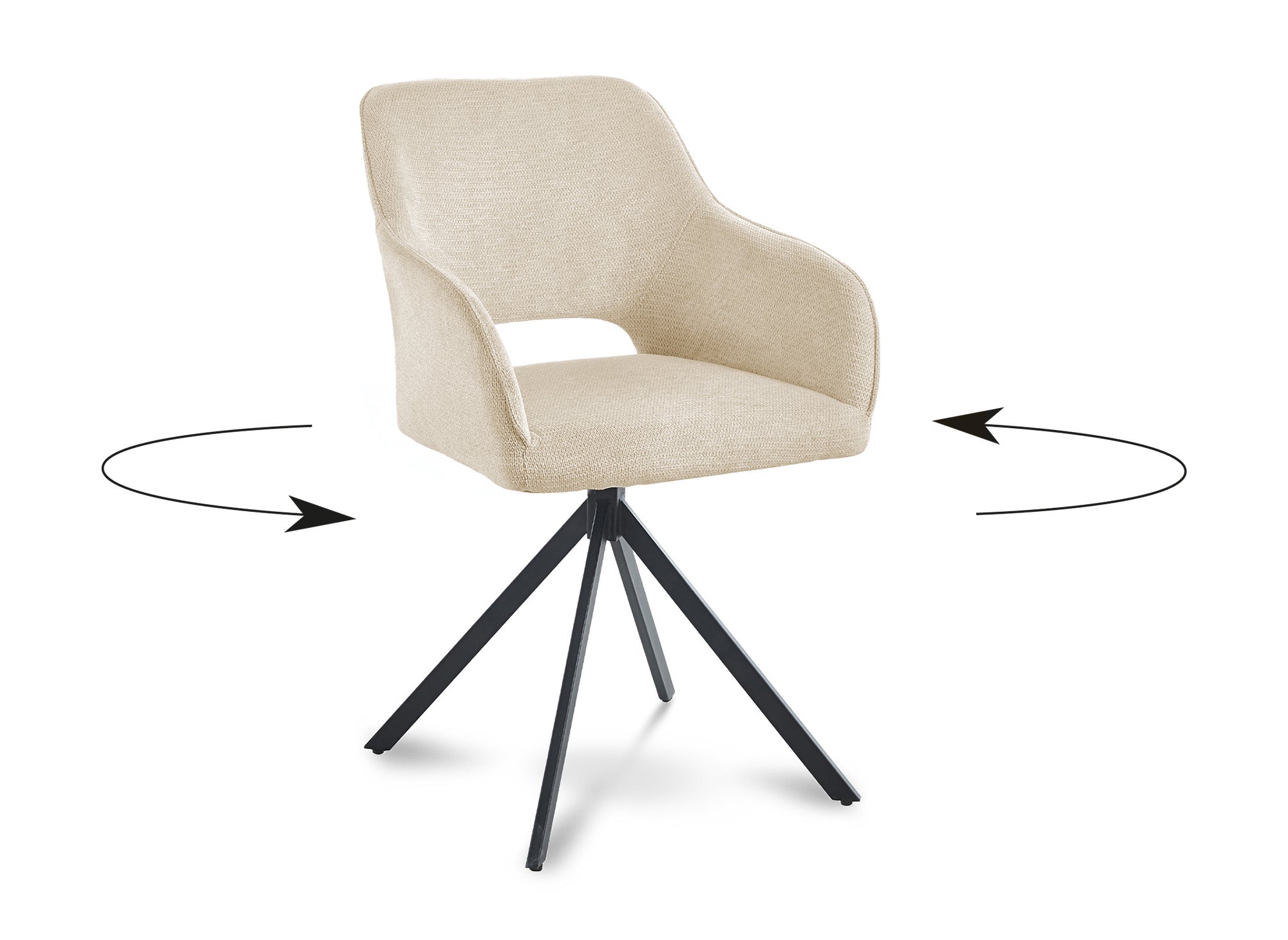 2er Set Designer-Drehstühle aus beigem Samt CIEL