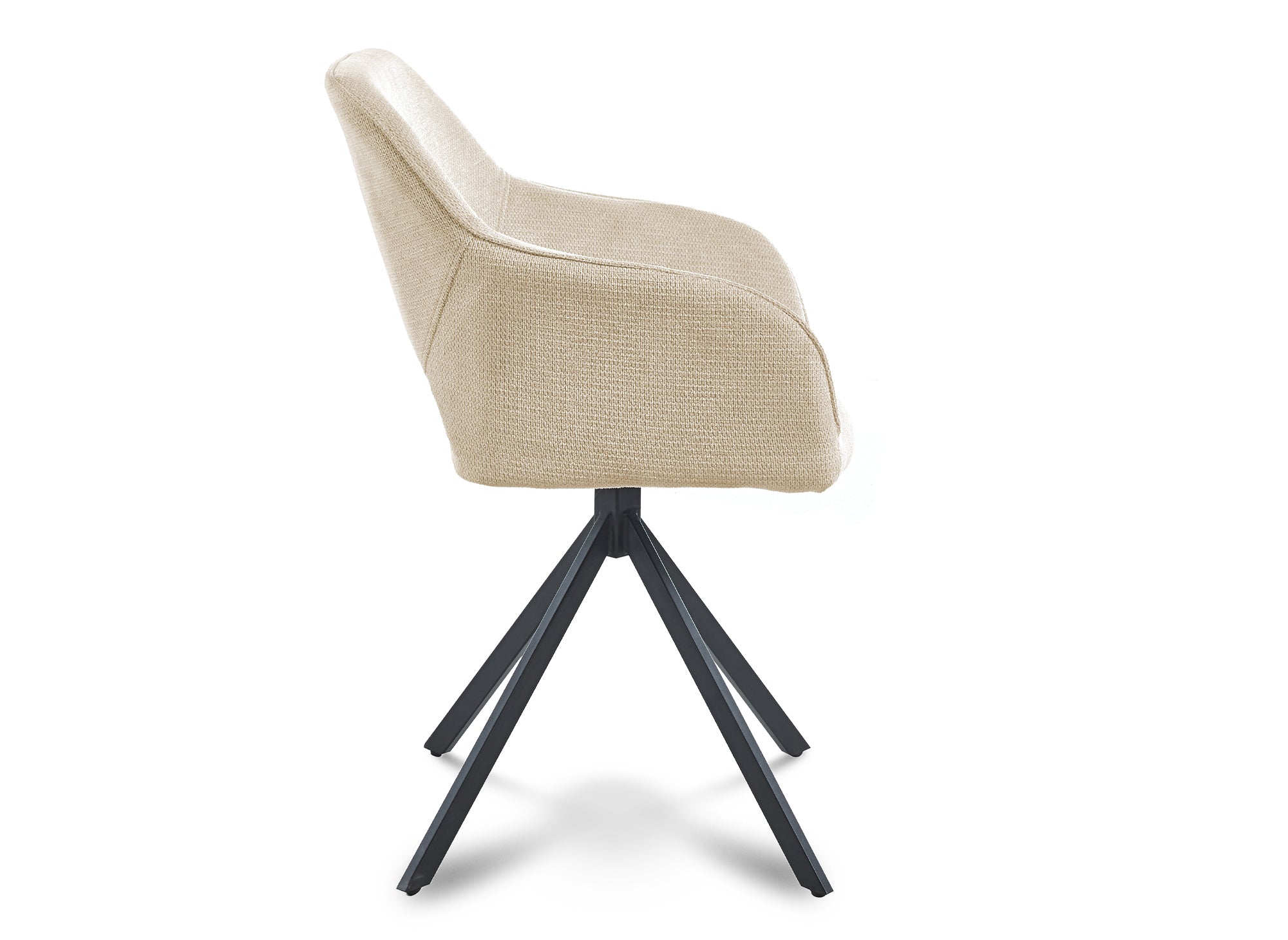 2er Set Designer-Drehstühle aus beigem Samt CIEL