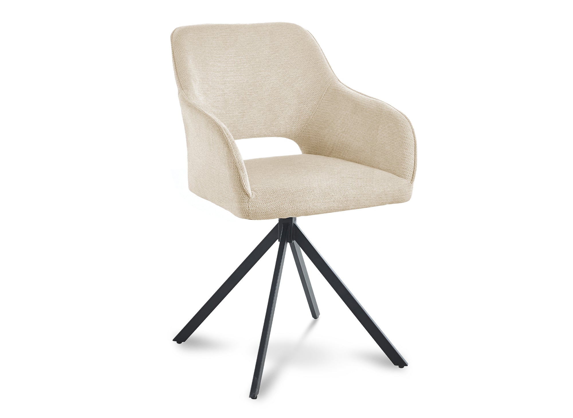 2er Set Designer-Drehstühle aus beigem Samt CIEL