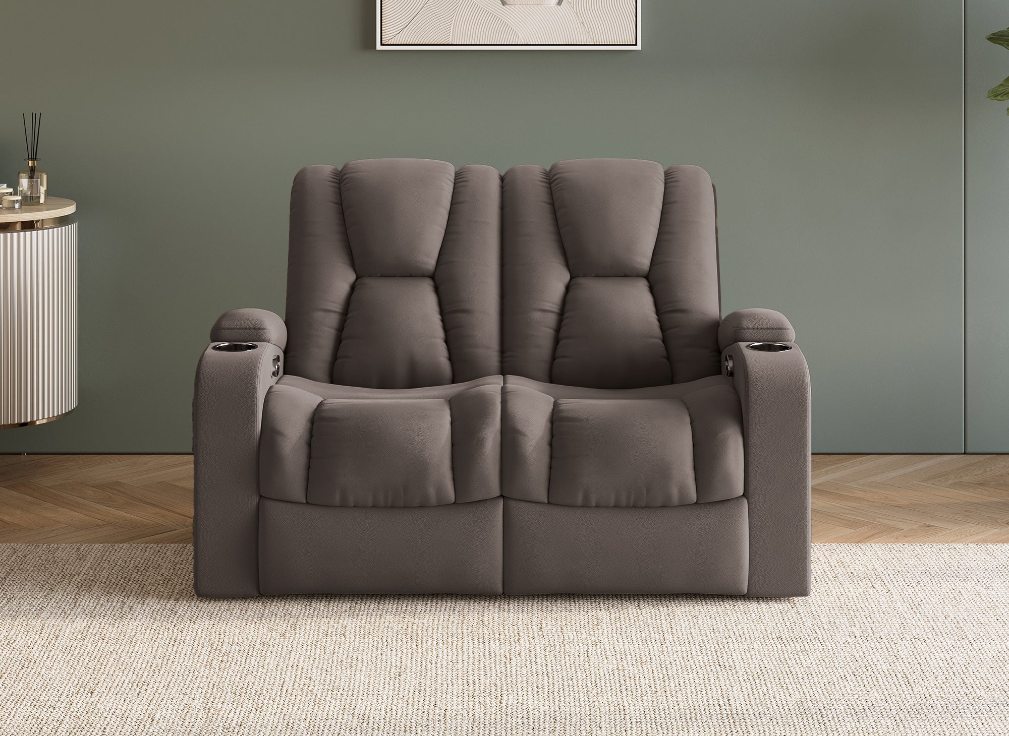 CLARENCE 2-Sitzer-Relaxsofa aus braunem Mikrofaserstoff