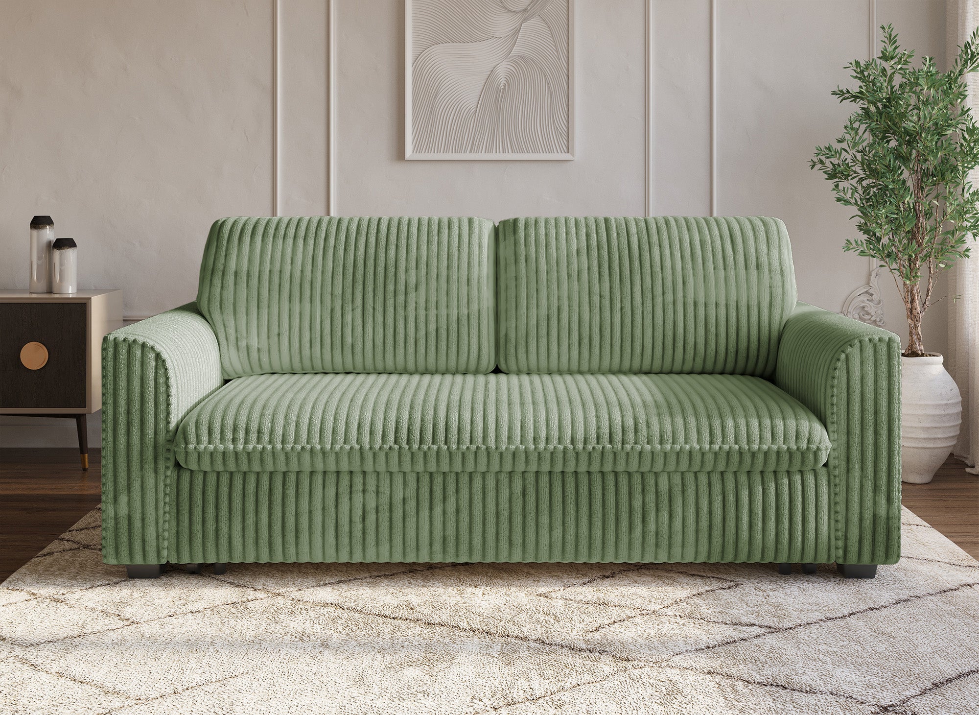 MAYLIE 3-Sitzer-Schlafsofa aus dickem grünem Cord