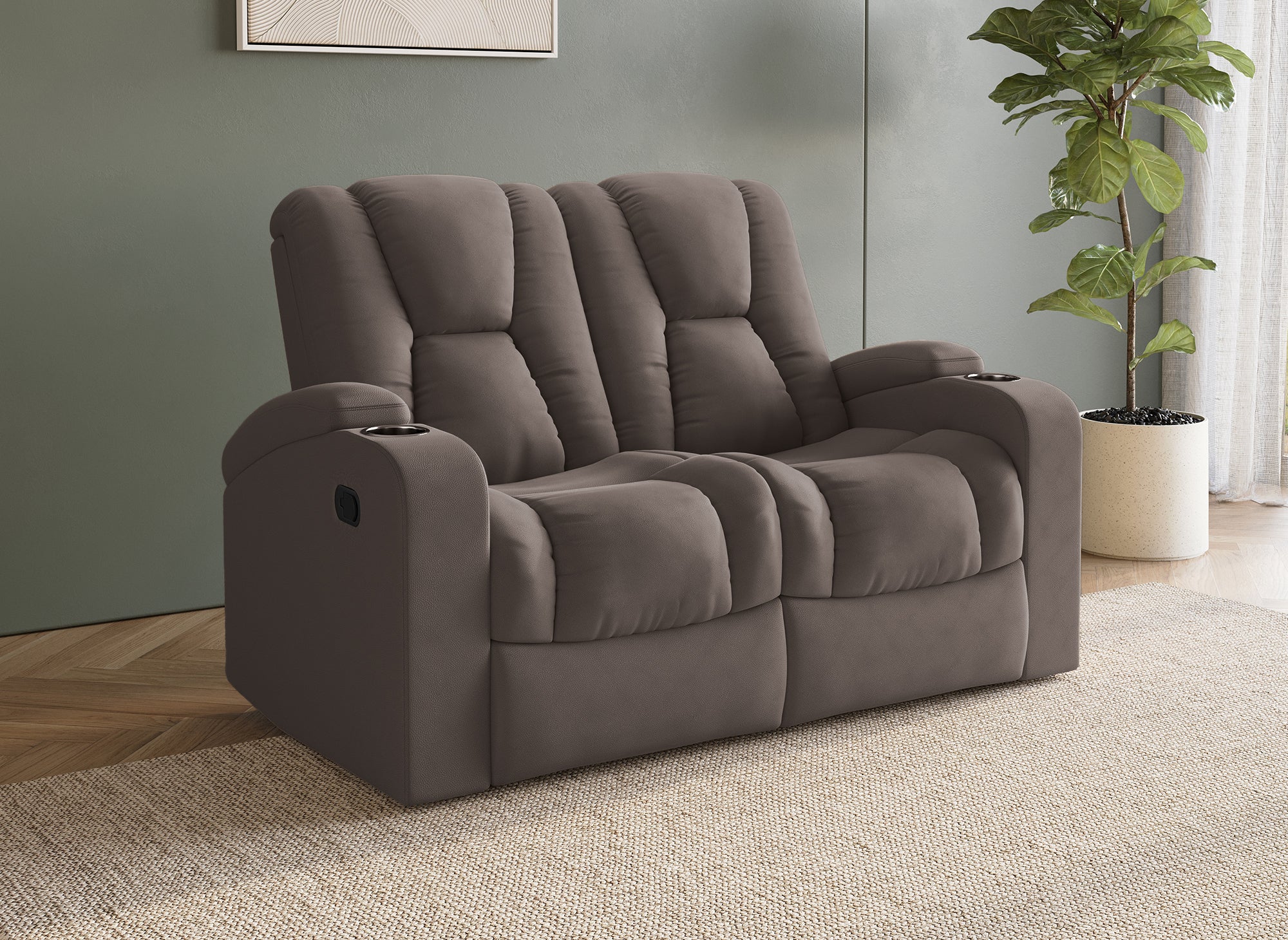 CLARENCE 2-Sitzer-Relaxsofa aus braunem Mikrofaserstoff