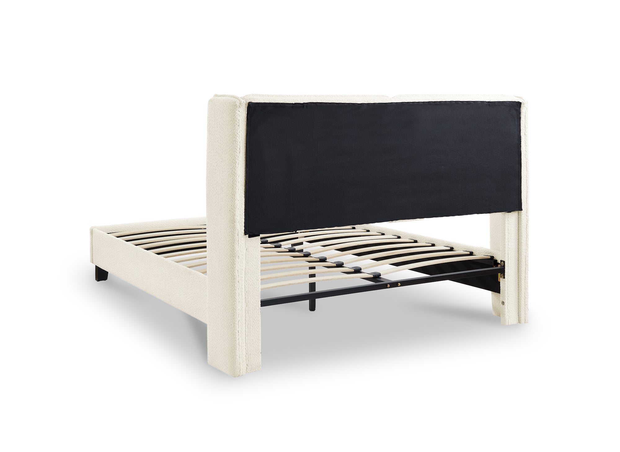 Doppelbett in beigefarbenem Schaffell-Effekt 140x190 cm KAYDEN