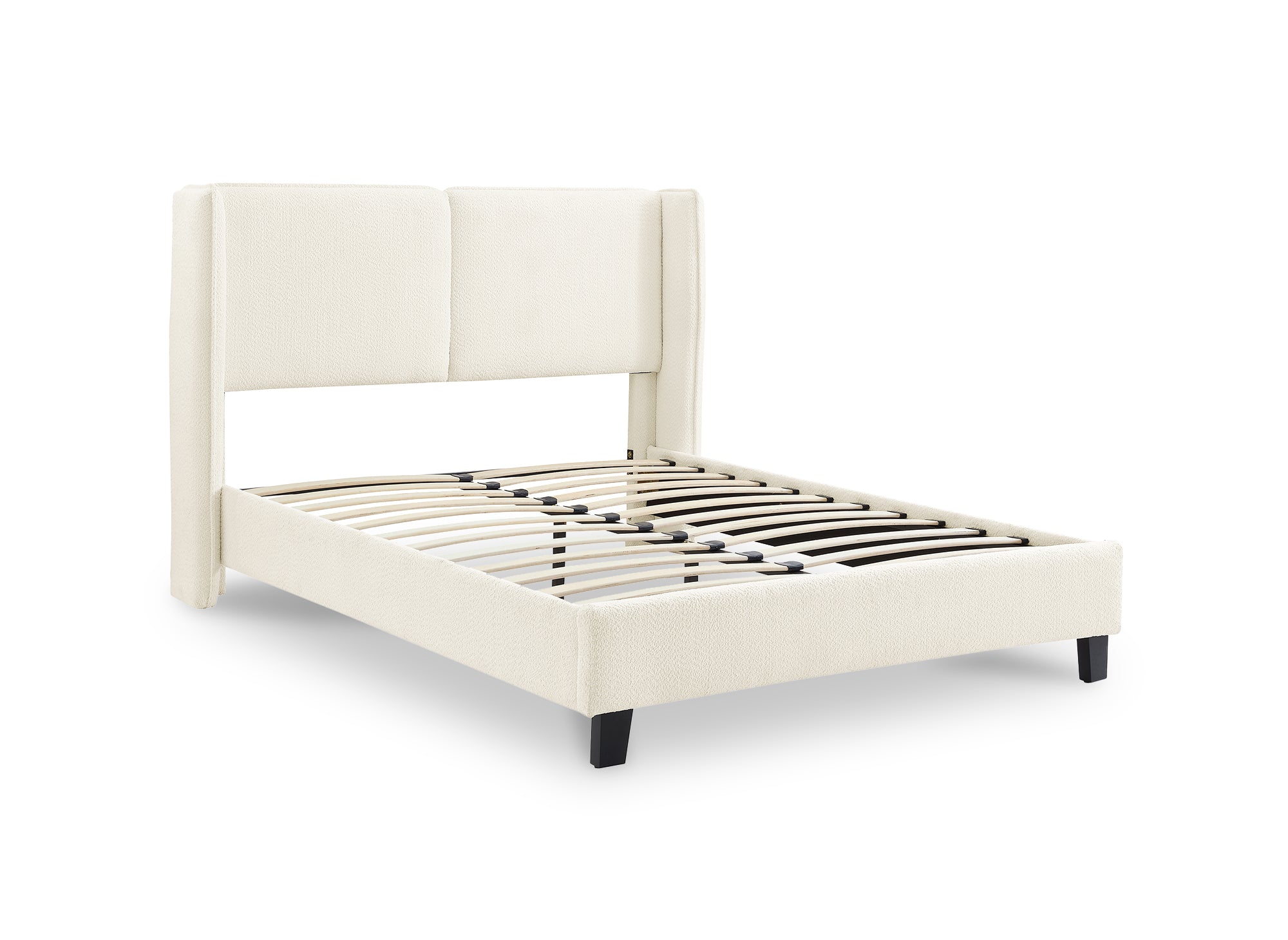 Doppelbett in beigefarbenem Schaffell-Effekt 140x190 cm KAYDEN