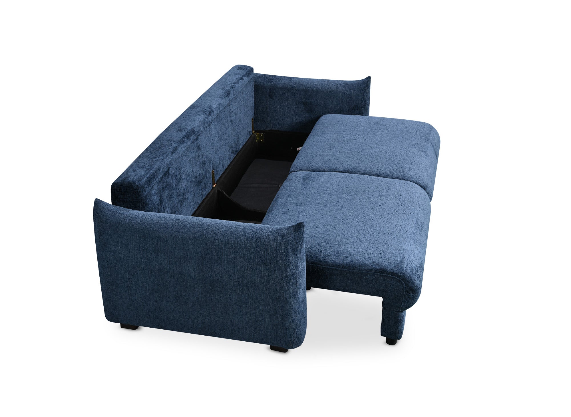 COLBY 3-Sitzer-Sofa aus blau meliertem Samt mit Stauraum