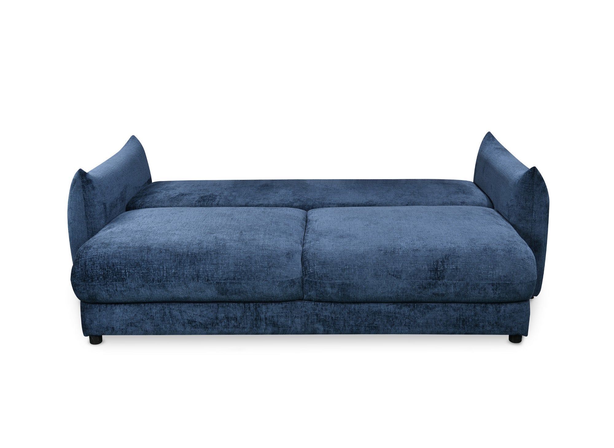 COLBY 3-Sitzer-Sofa aus blau meliertem Samt mit Stauraum