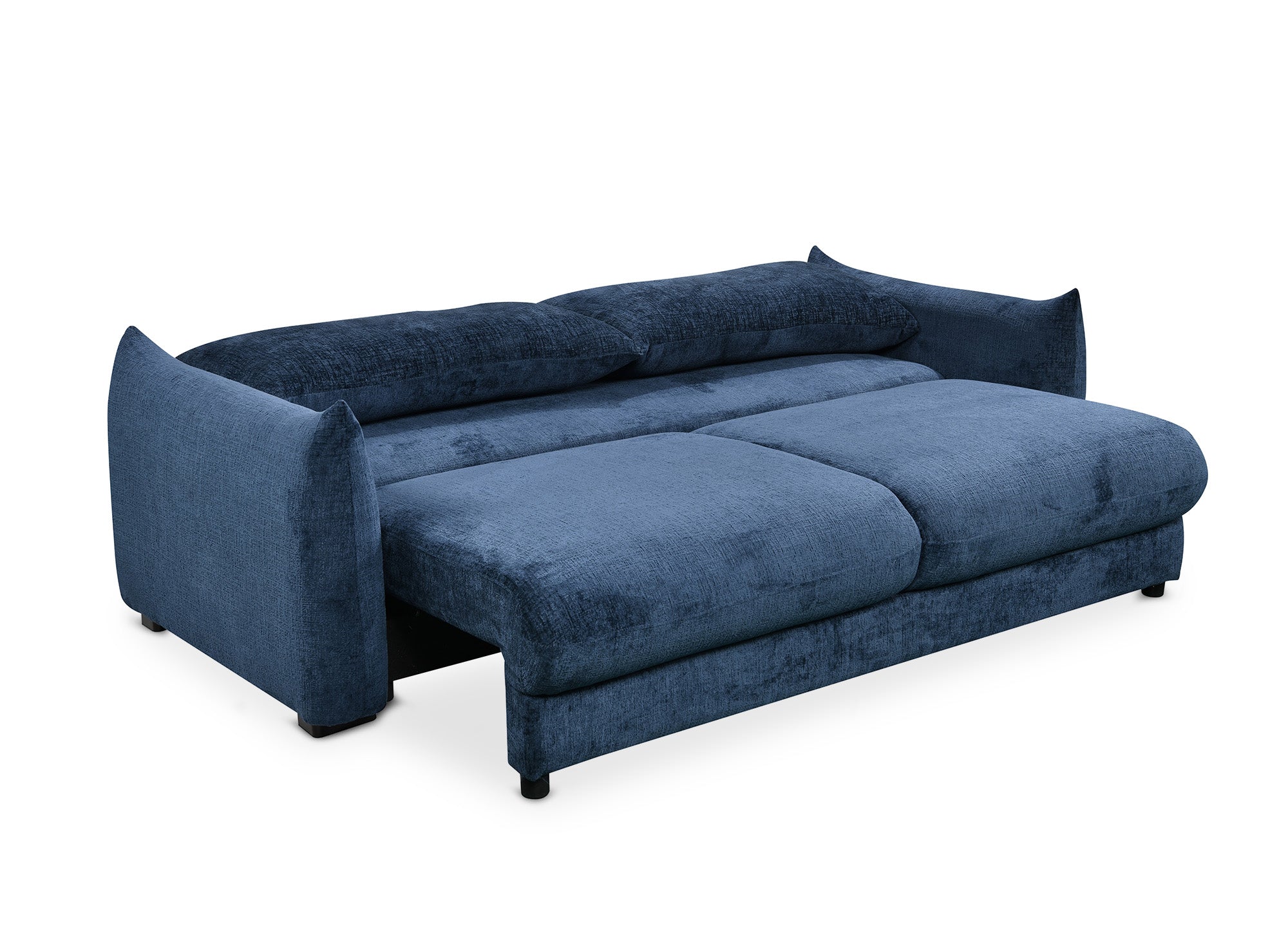 COLBY 3-Sitzer-Sofa aus blau meliertem Samt mit Stauraum