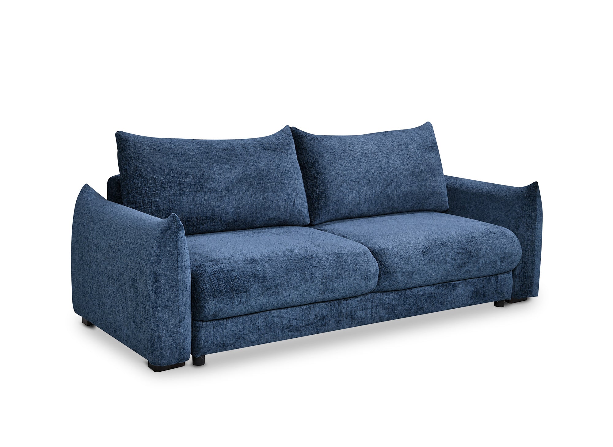 COLBY 3-Sitzer-Sofa aus blau meliertem Samt mit Stauraum