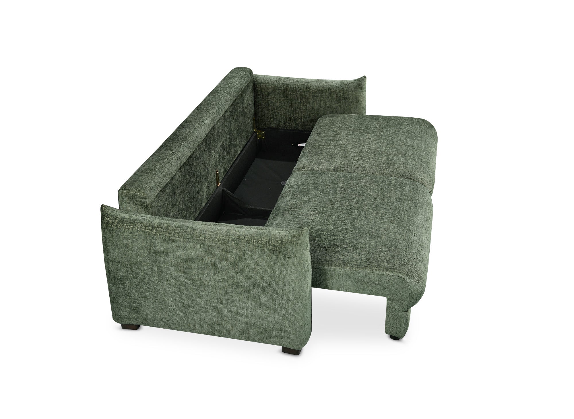 COLBY 3-Sitzer-Schlafsofa mit Stauraum aus khakifarbenem, meliertem Samt