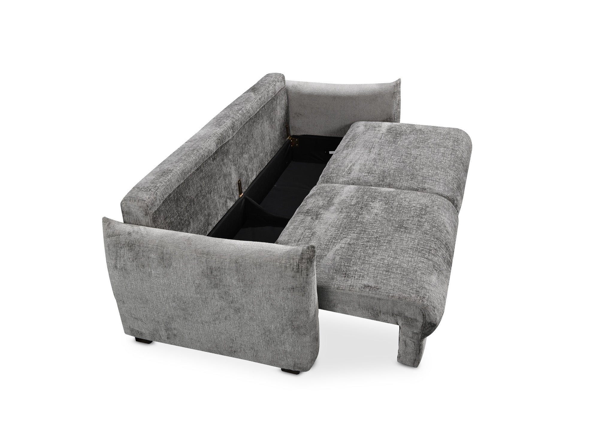COLBY 3-Sitzer-Sofa aus grau meliertem Samt mit Stauraum