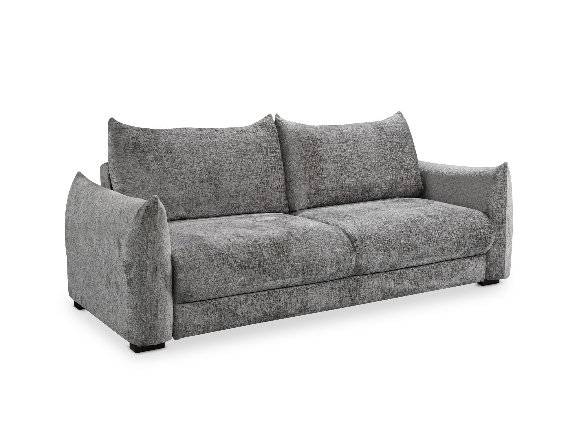 COLBY 3-Sitzer-Sofa aus grau meliertem Samt mit Stauraum
