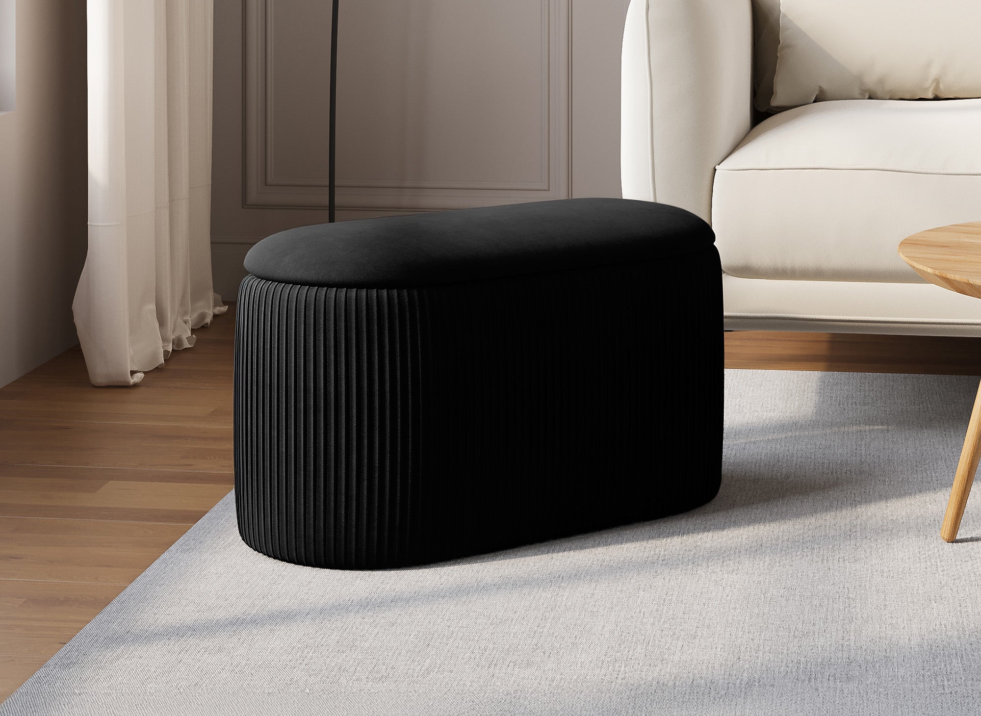 MERY schwarze Samtsitzbank mit Aufbewahrungsbox