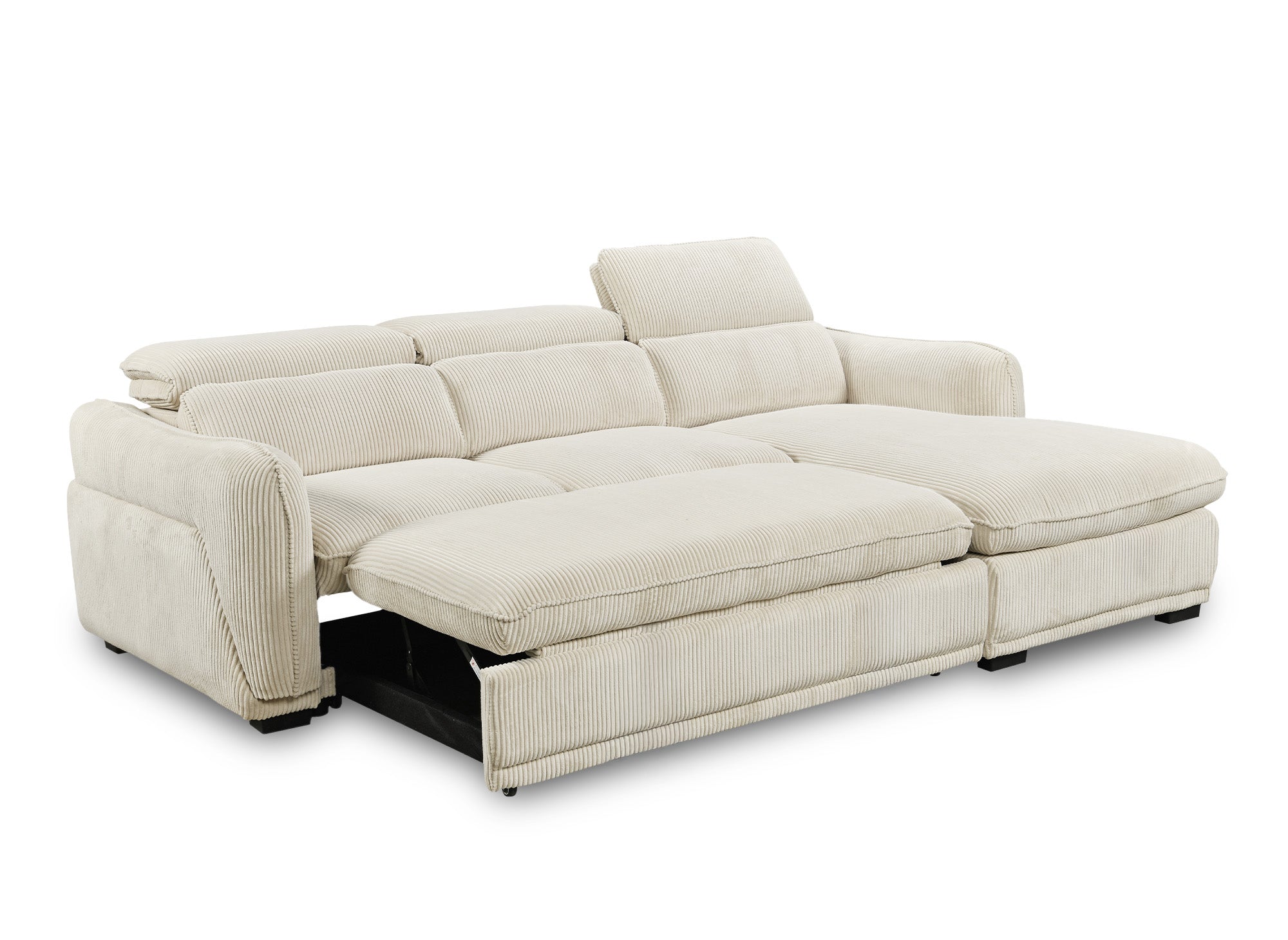 PETUNIA Ecksofa mit Stauraum aus dickem, beigefarbenem Cord – rechte Ecke