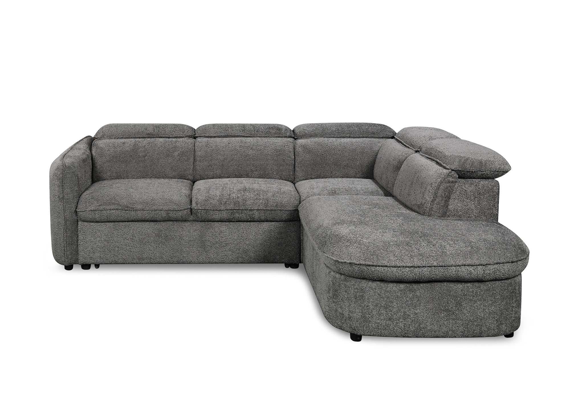 Ecksofa BAYA aus grauem Frotteestoff mit Aufbewahrungsbox - rechtwinklig