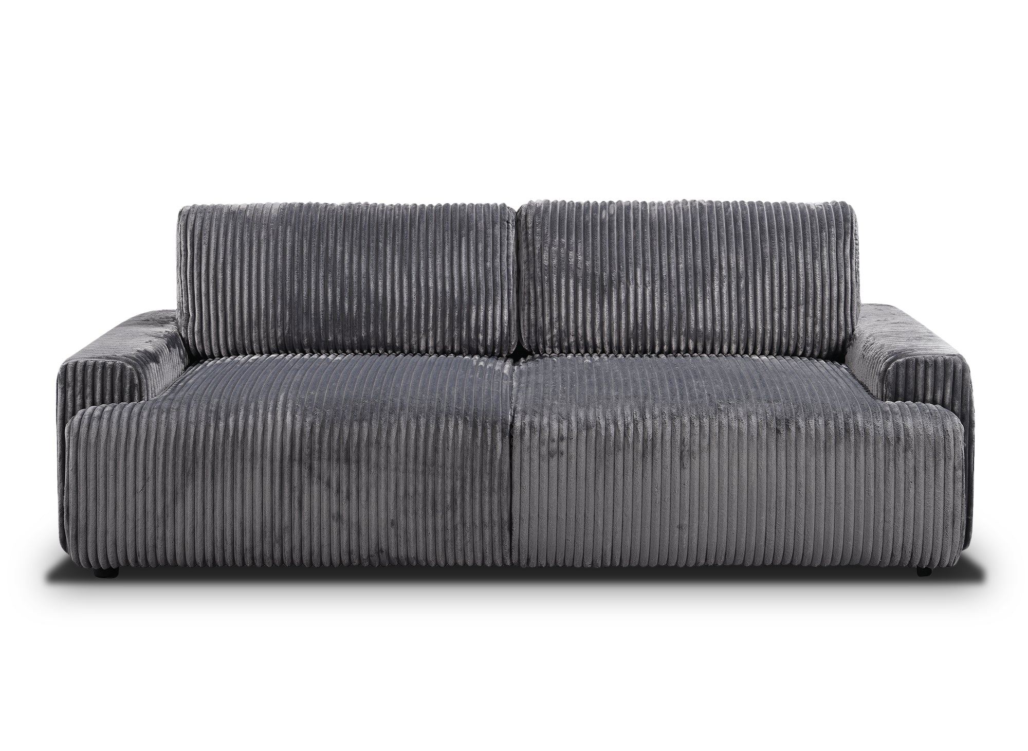 MILO, graues, dickes Cord-Sofa mit Stauraum