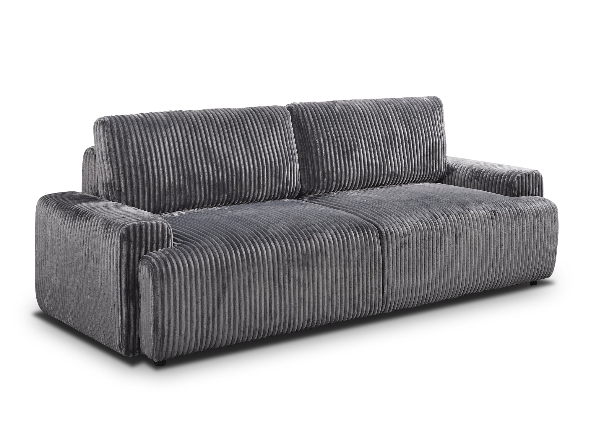 MILO, graues, dickes Cord-Sofa mit Stauraum