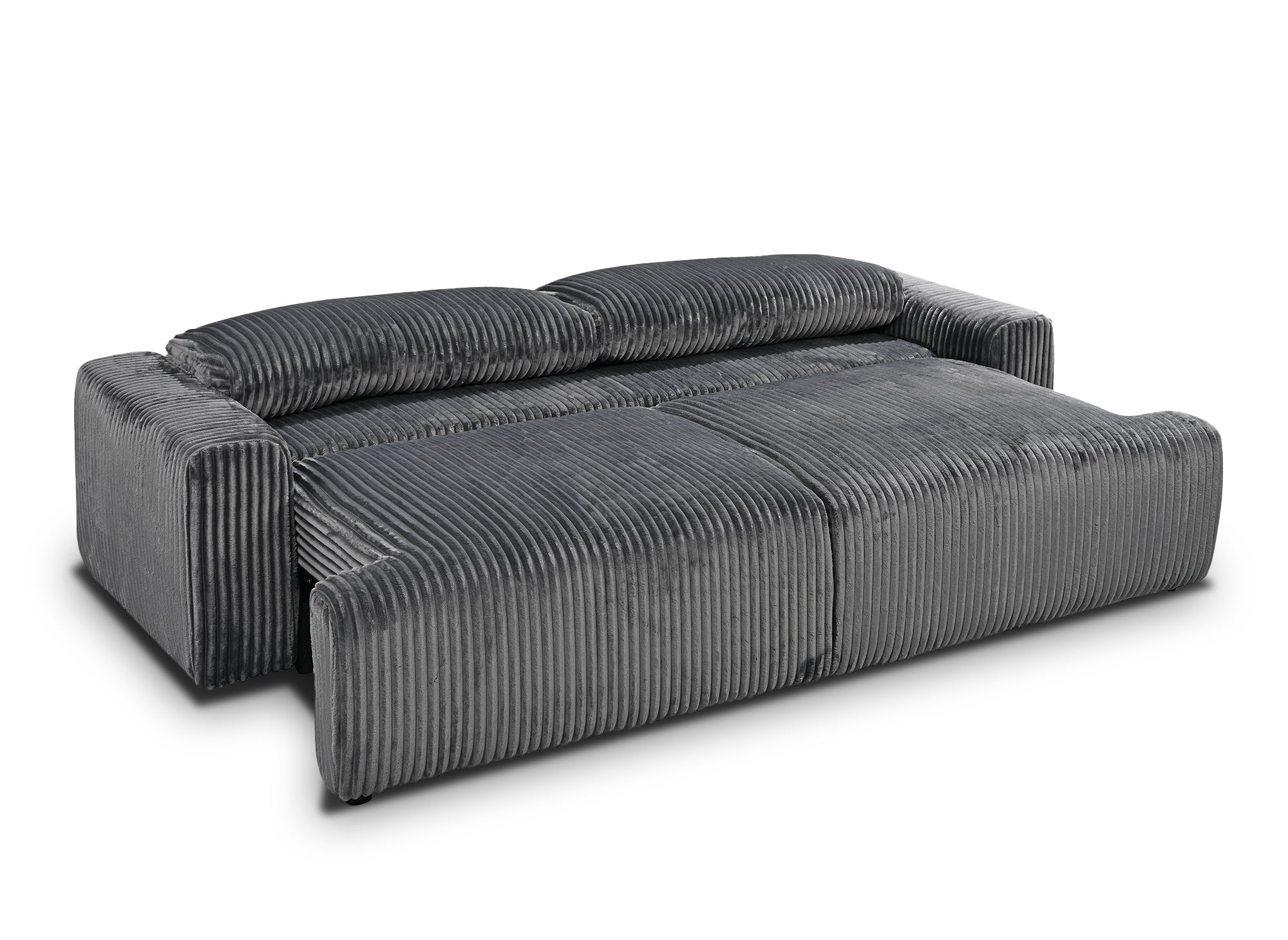 MILO, graues, dickes Cord-Sofa mit Stauraum