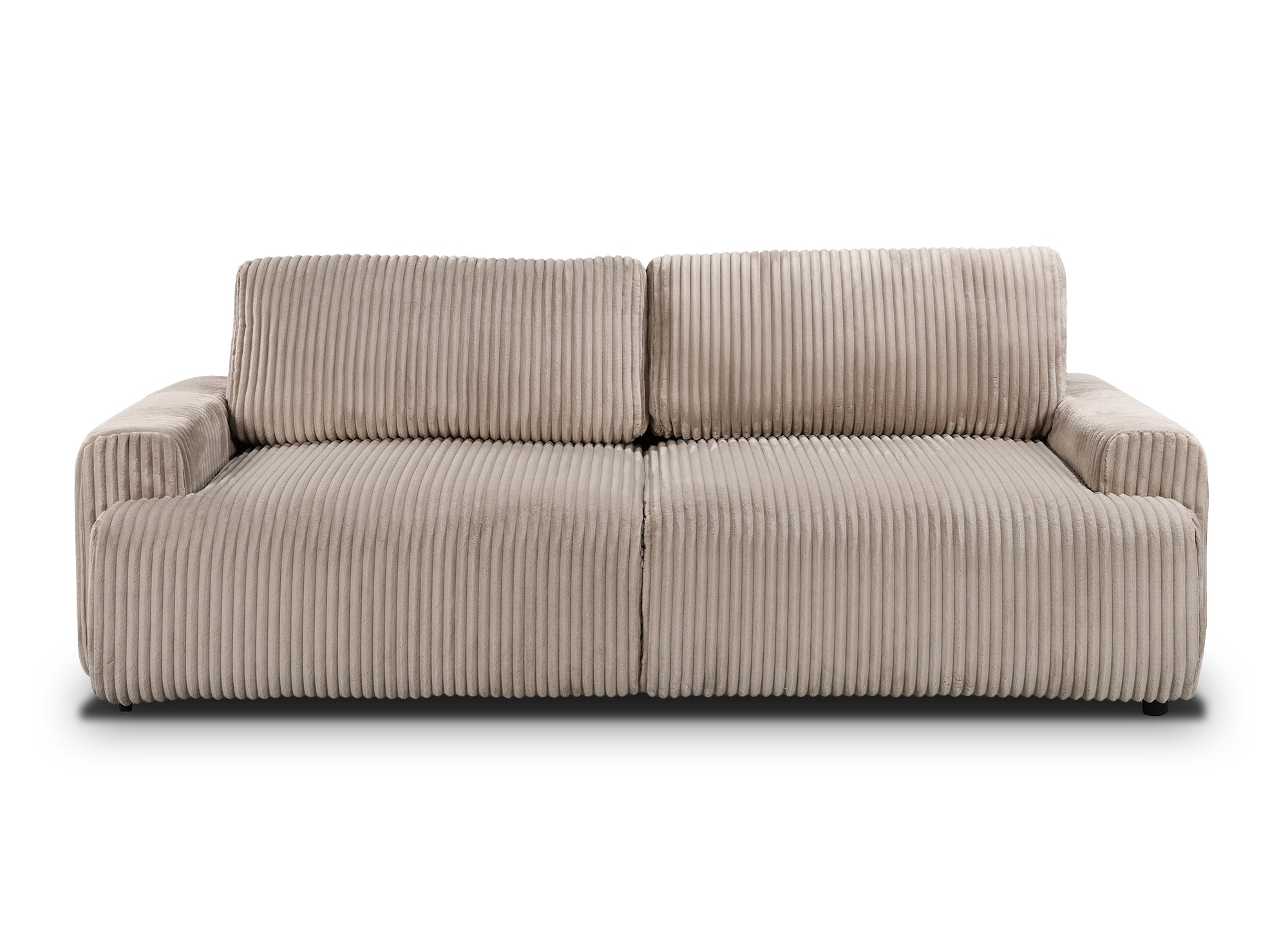 MILO Taupe dickes Cord-Schlafsofa mit Stauraum