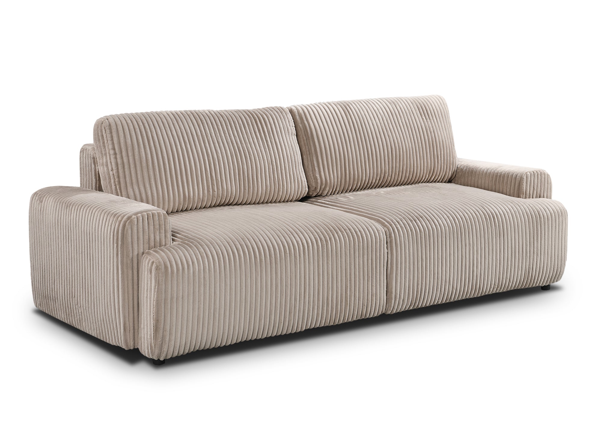 MILO Taupe dickes Cord-Schlafsofa mit Stauraum