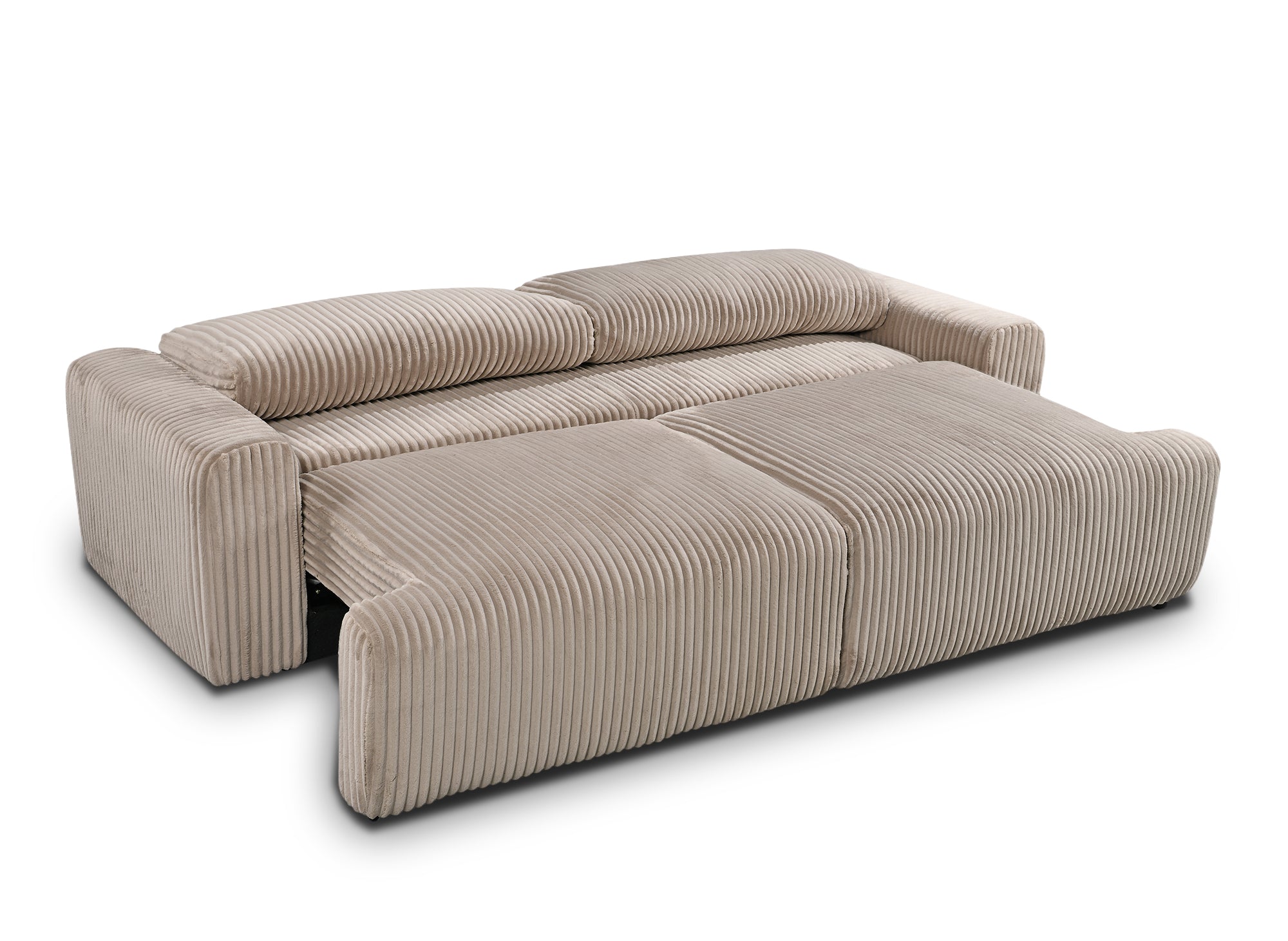 MILO Taupe dickes Cord-Schlafsofa mit Stauraum
