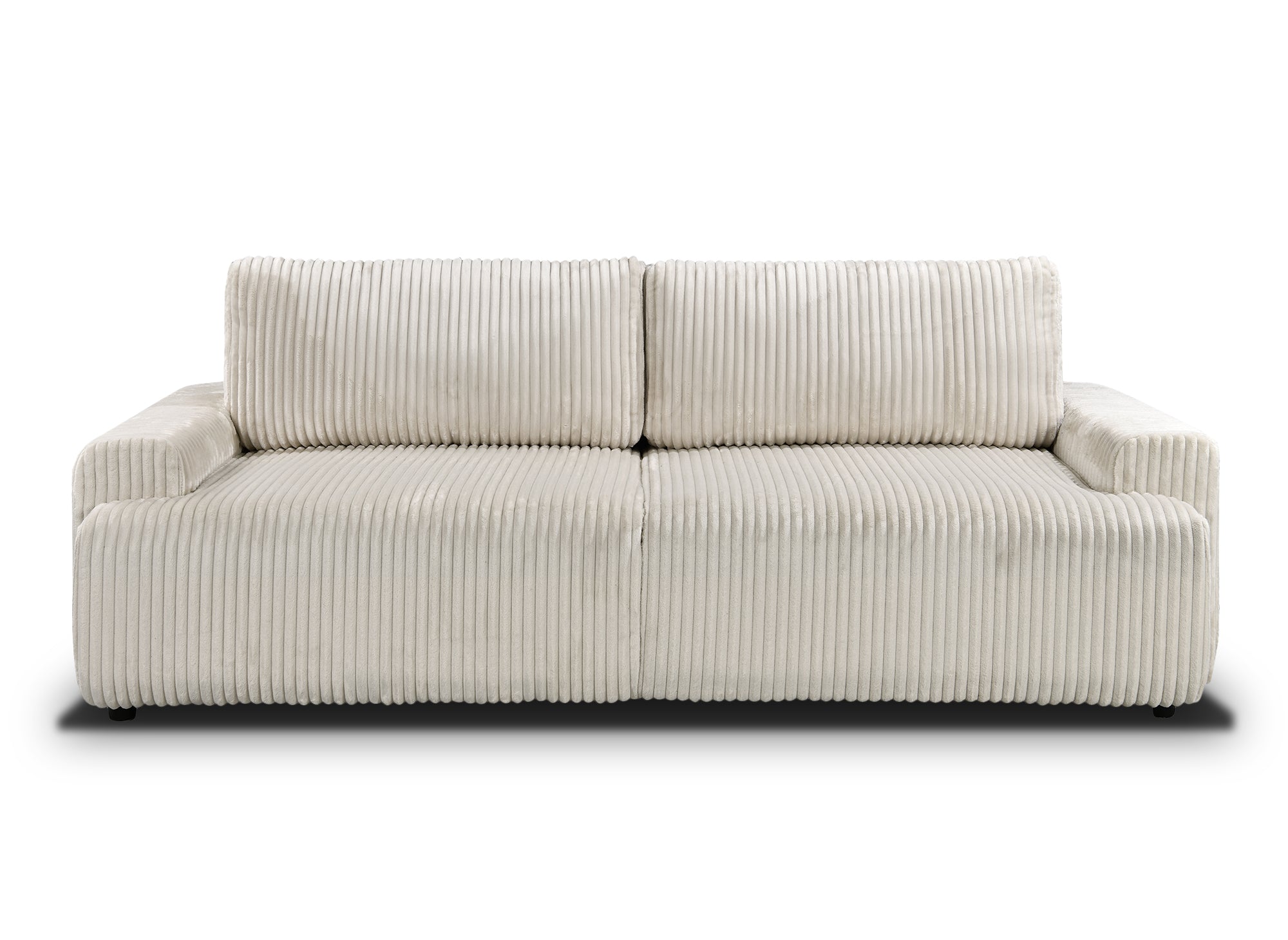MILO beiges, dickes Cord-Schlafsofa mit Stauraum