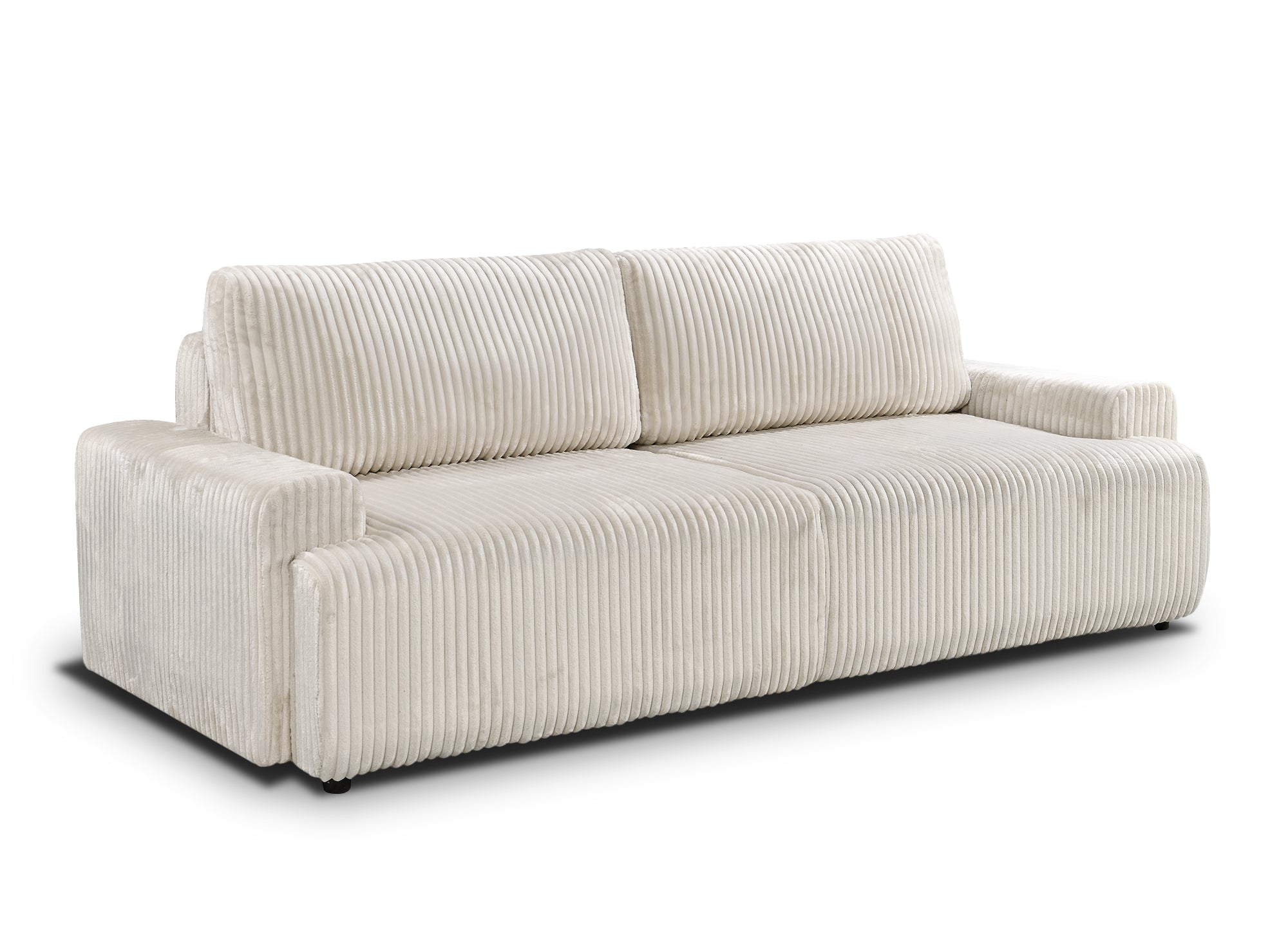 MILO beiges, dickes Cord-Schlafsofa mit Stauraum