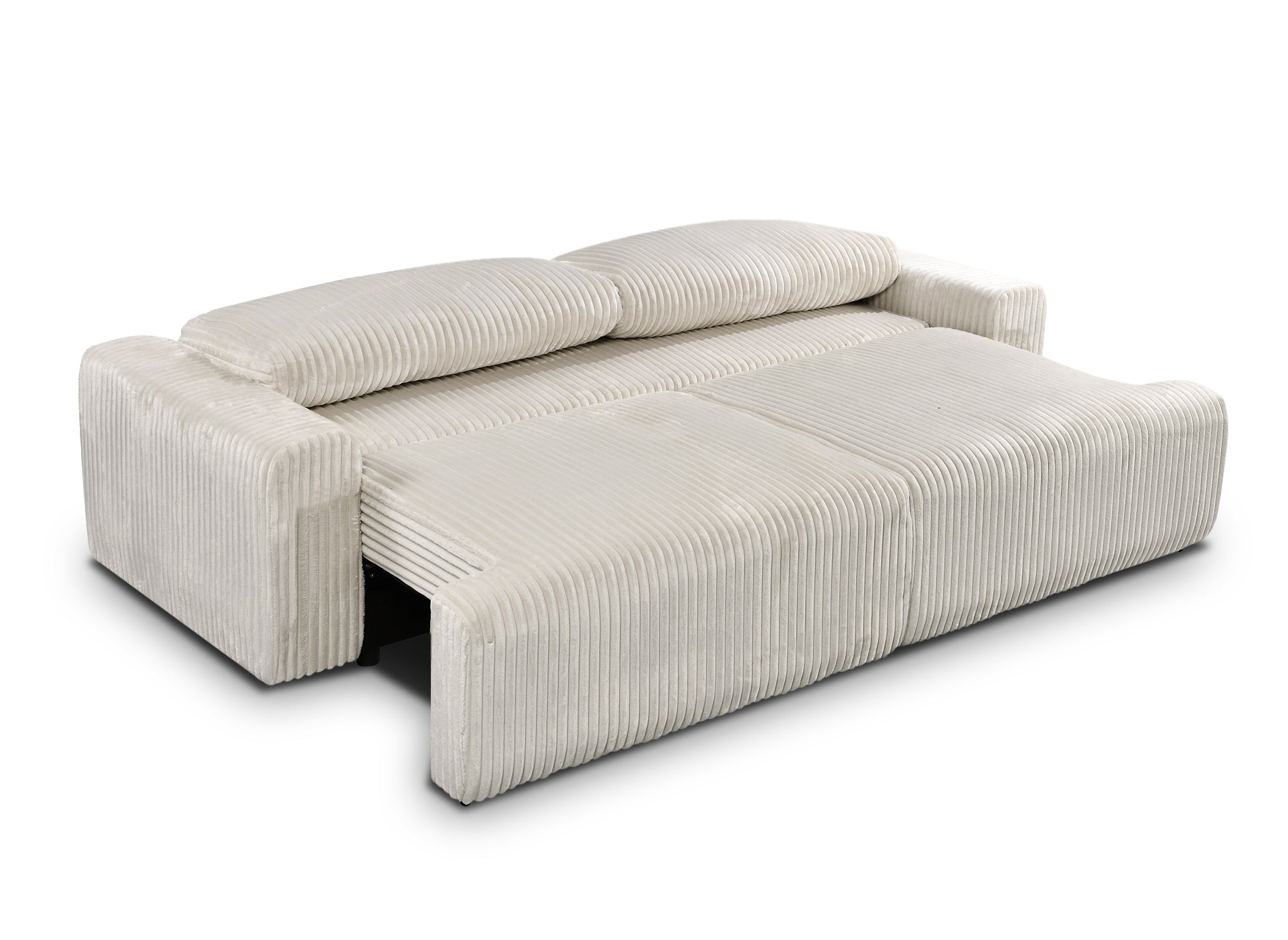MILO beiges, dickes Cord-Schlafsofa mit Stauraum