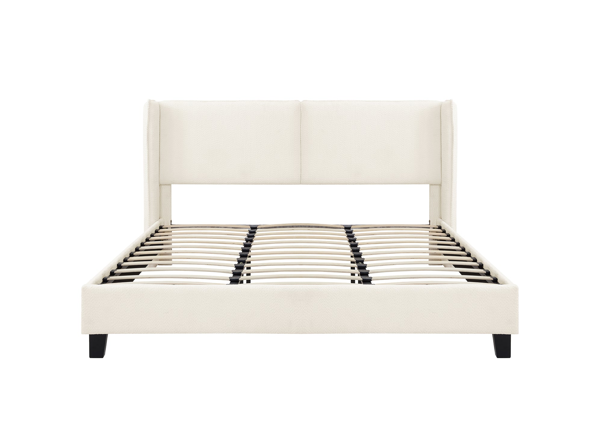 Doppelbett in beigefarbenem Schaffell-Effekt 180x200 cm KAYDEN