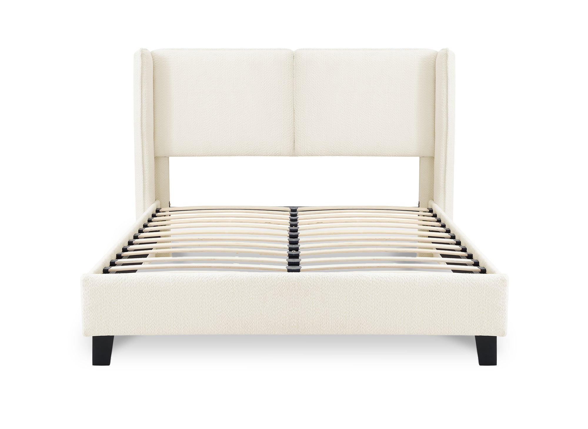 Doppelbett in beigefarbenem Schaffell-Effekt 140x190 cm KAYDEN