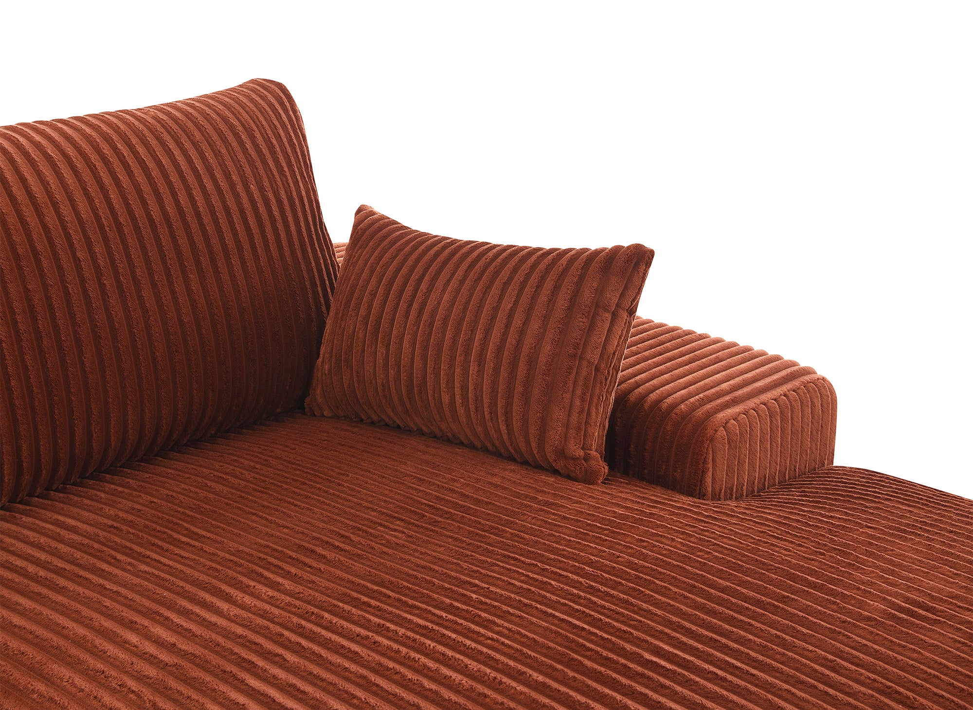 Wendbares Ecksofa SIRINA aus weichem Terrakotta-Rippstoff