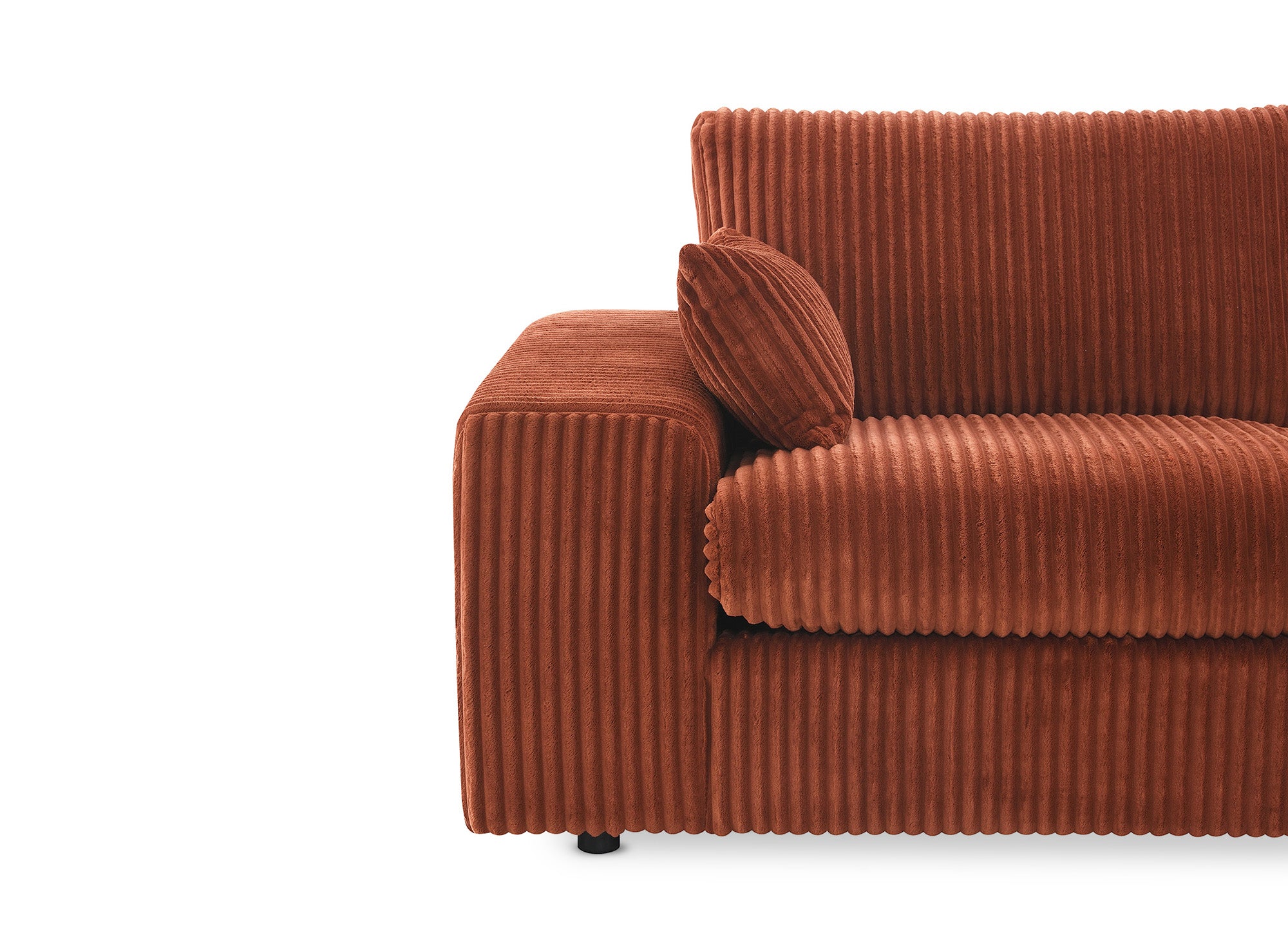 Wendbares Ecksofa SIRINA aus weichem Terrakotta-Rippstoff