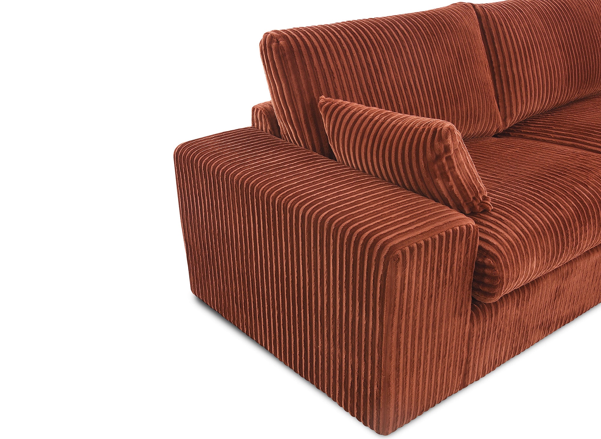 Wendbares Ecksofa SIRINA aus weichem Terrakotta-Rippstoff