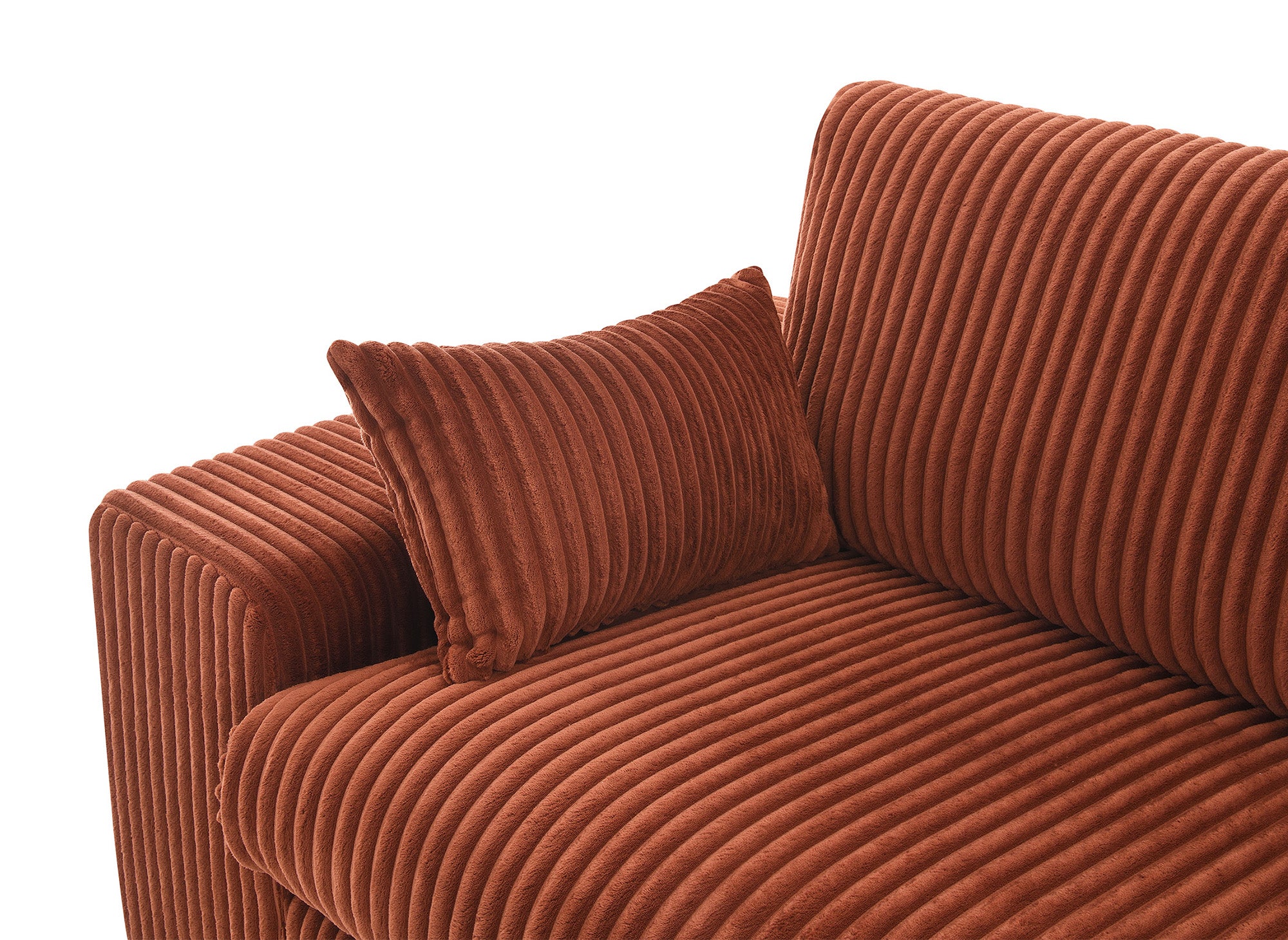 Wendbares Ecksofa SIRINA aus weichem Terrakotta-Rippstoff