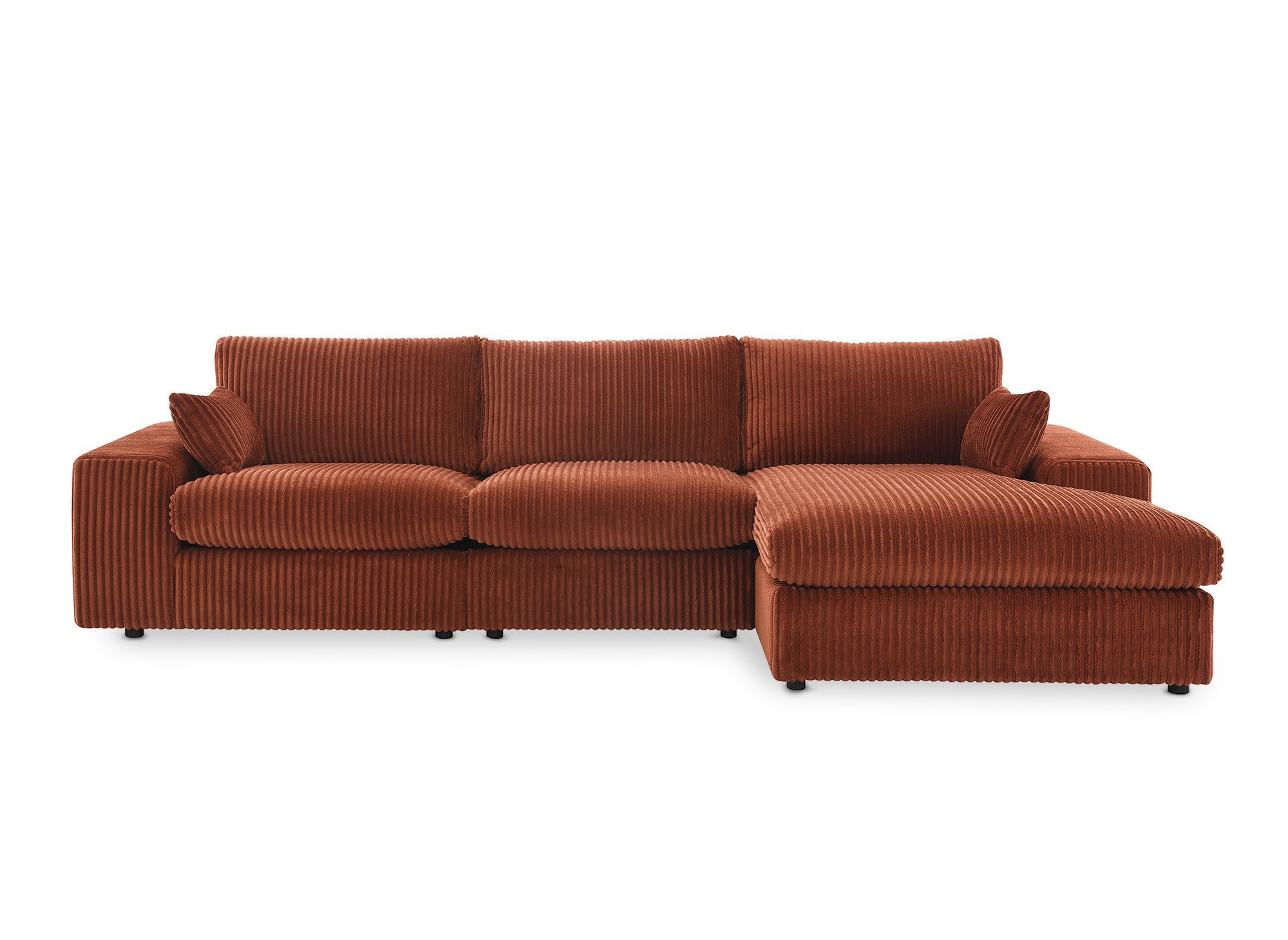 Wendbares Ecksofa SIRINA aus weichem Terrakotta-Rippstoff