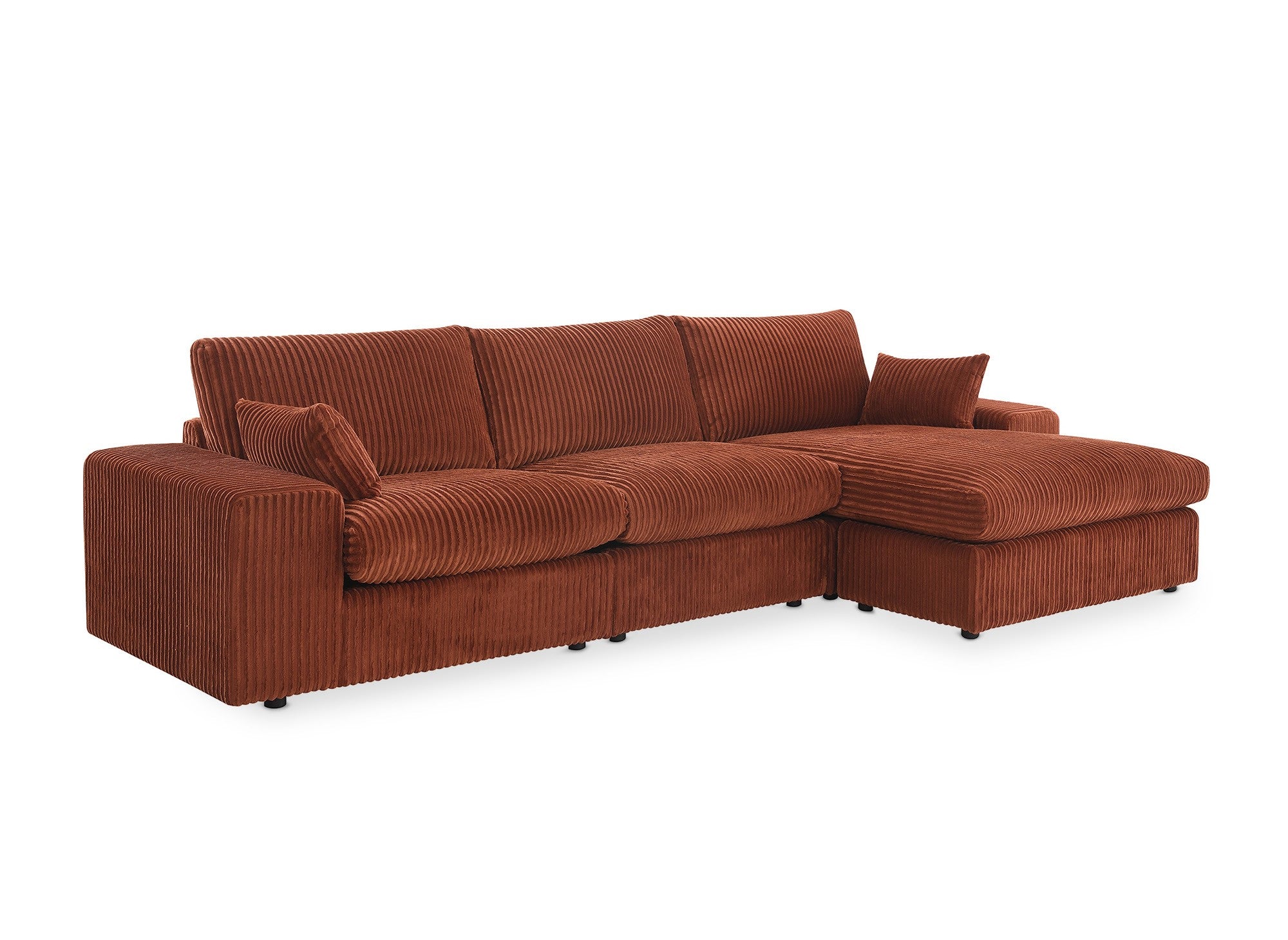 Wendbares Ecksofa SIRINA aus weichem Terrakotta-Rippstoff