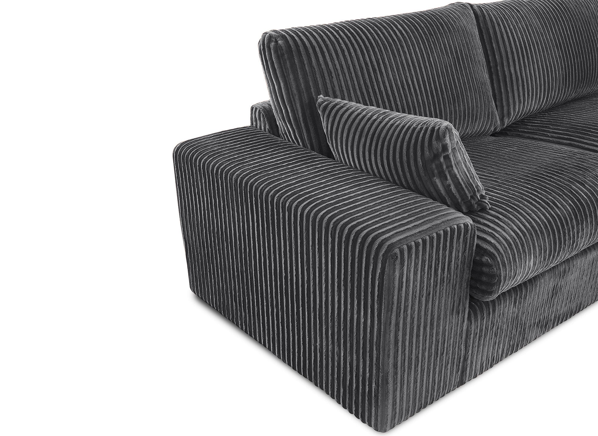 SIRINA weiches graues geripptes Wende-Ecksofa