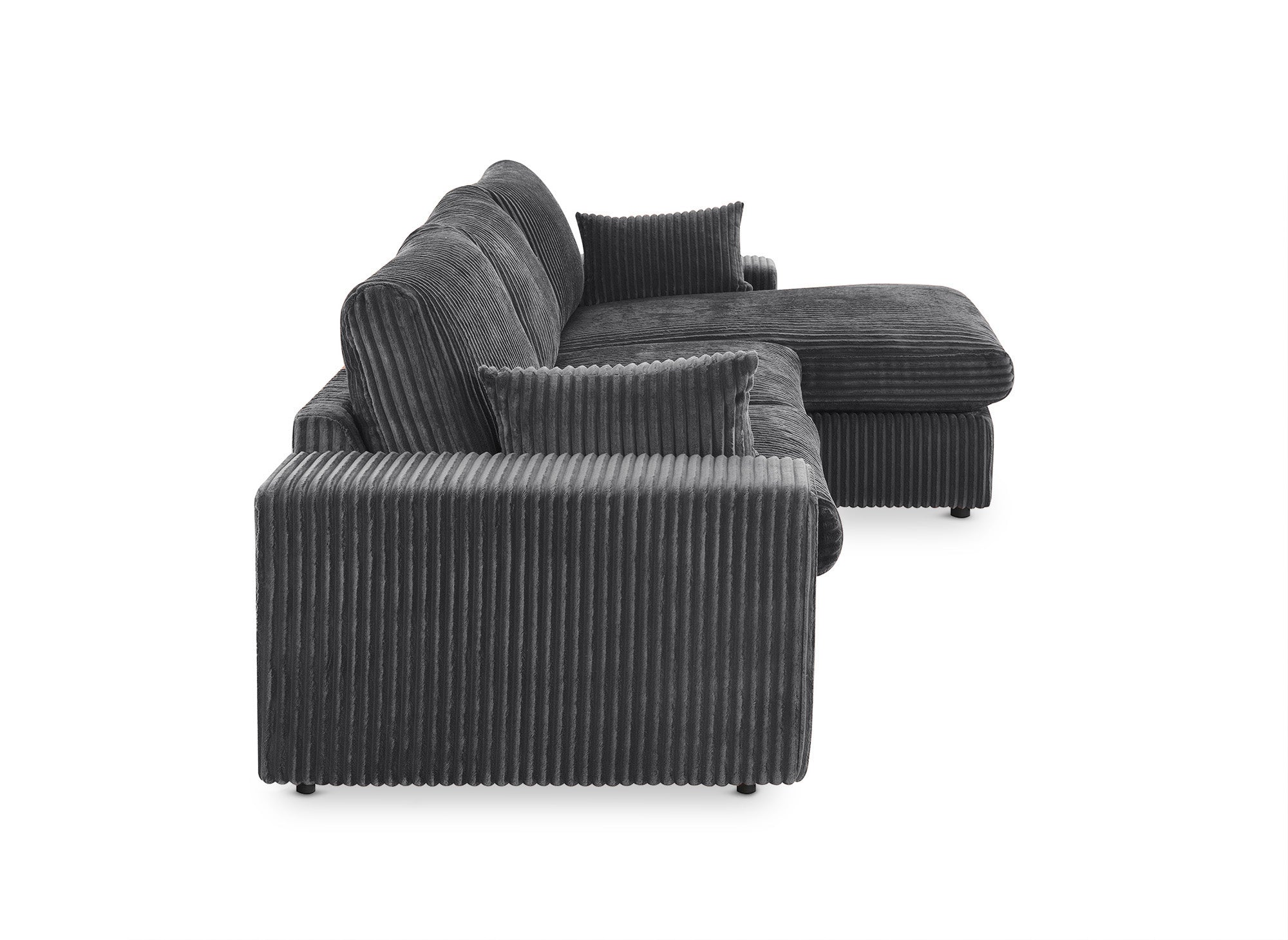 SIRINA weiches graues geripptes Wende-Ecksofa