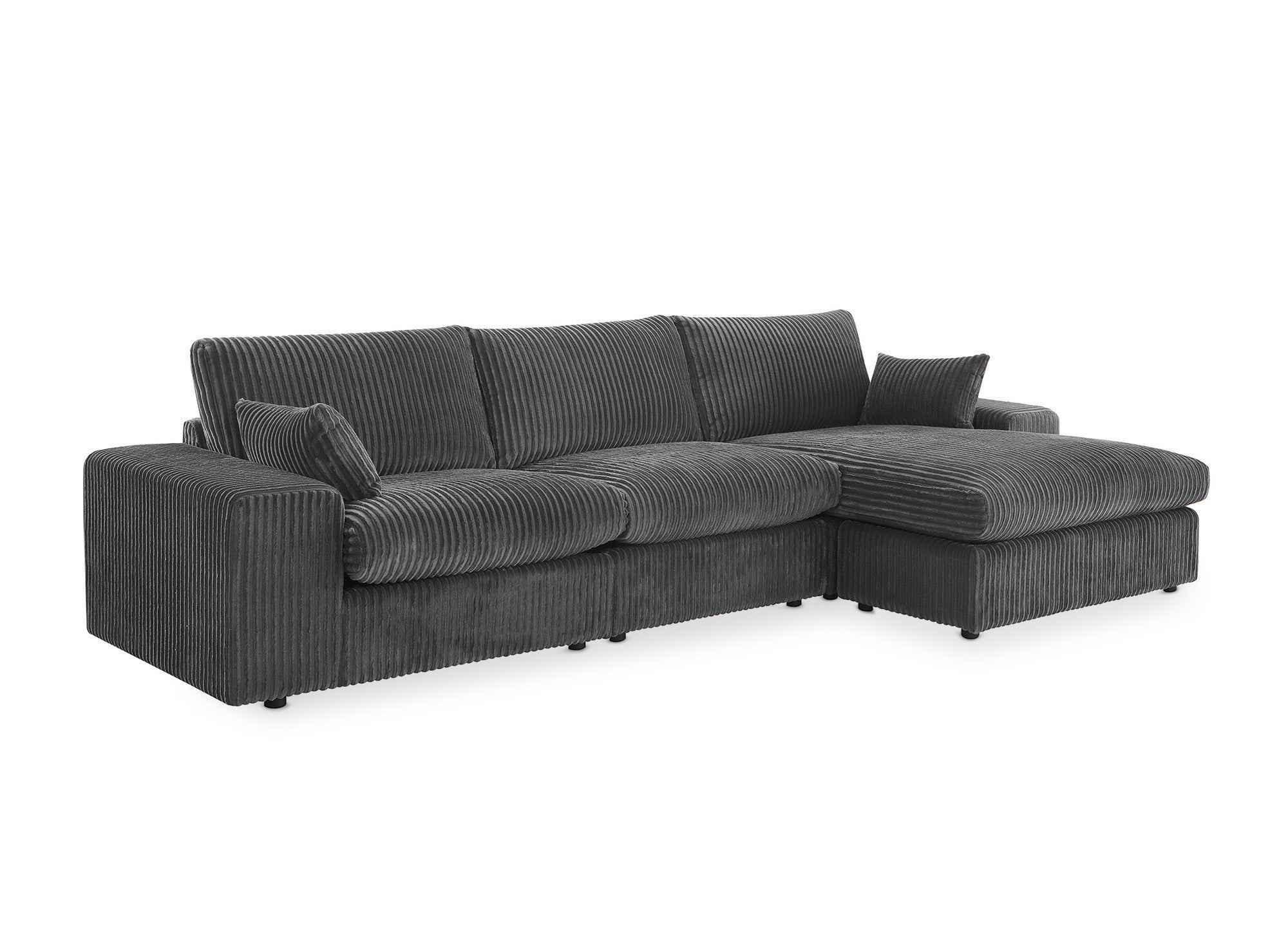 SIRINA weiches graues geripptes Wende-Ecksofa