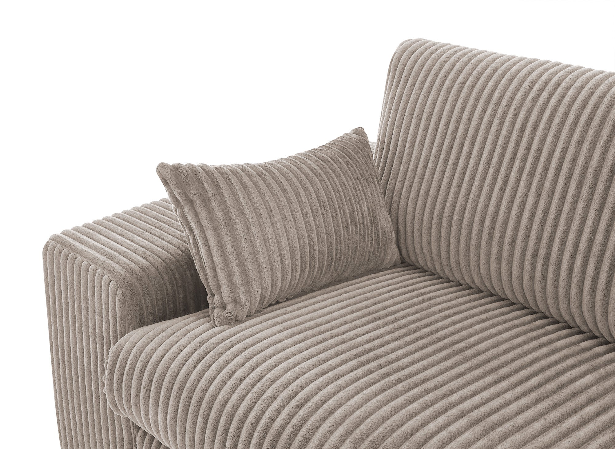 Wendbares Ecksofa SIRINA aus weichem, taupefarbenem Rippenstoff