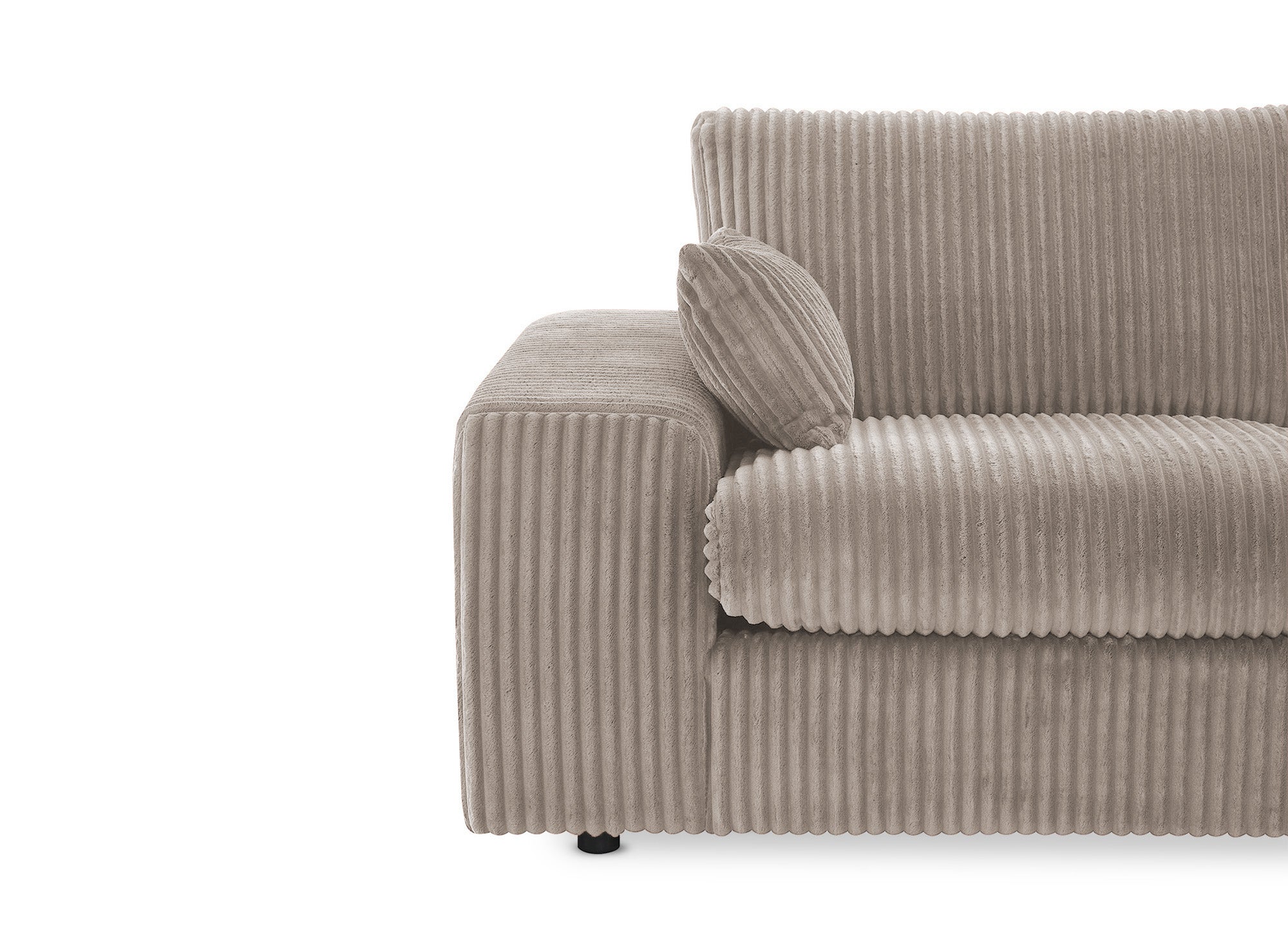 Wendbares Ecksofa SIRINA aus weichem, taupefarbenem Rippenstoff