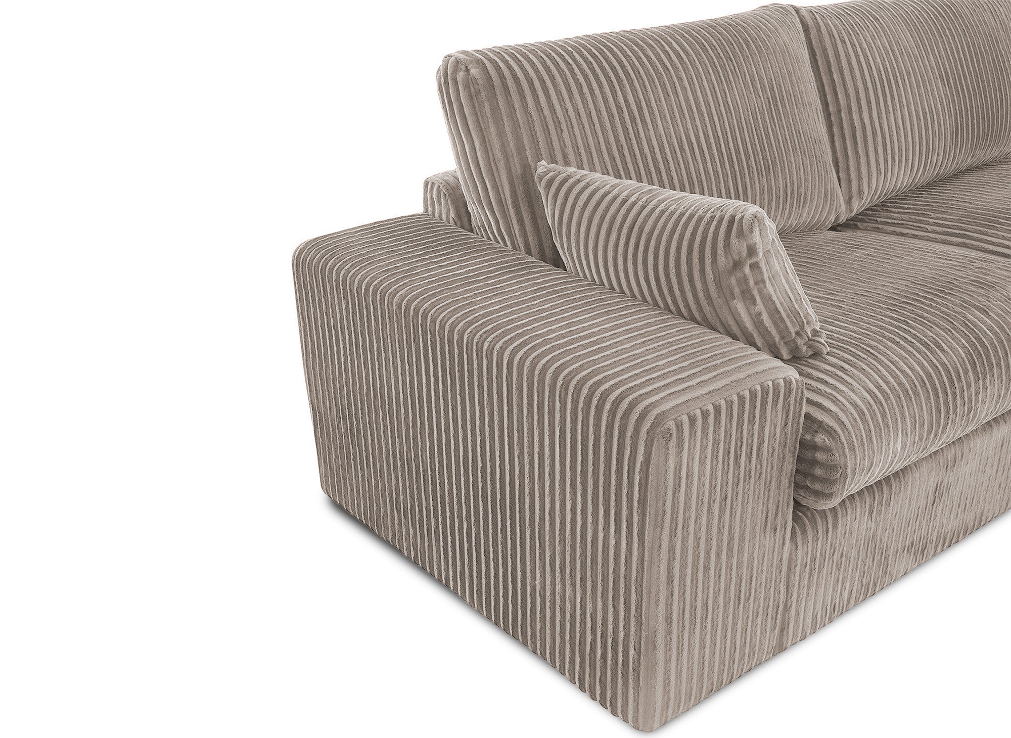 Wendbares Ecksofa SIRINA aus weichem, taupefarbenem Rippenstoff