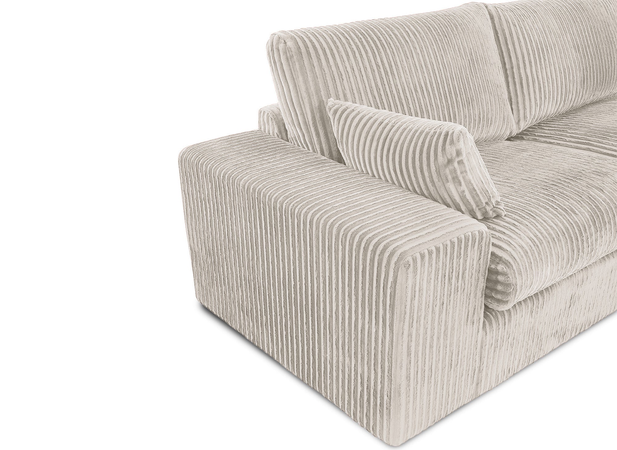 SIRINA weiches beige geripptes Wende-Ecksofa