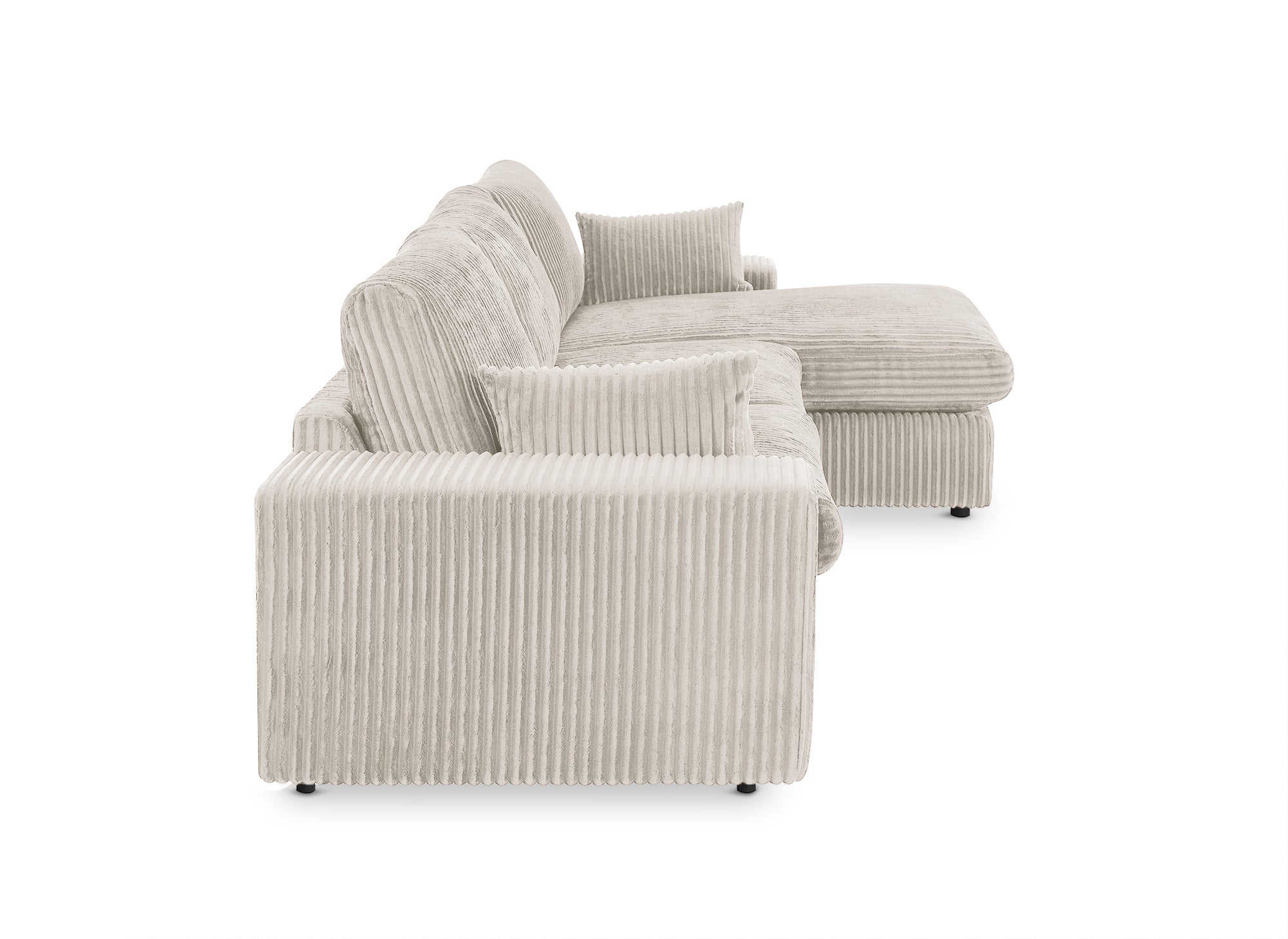 SIRINA weiches beige geripptes Wende-Ecksofa