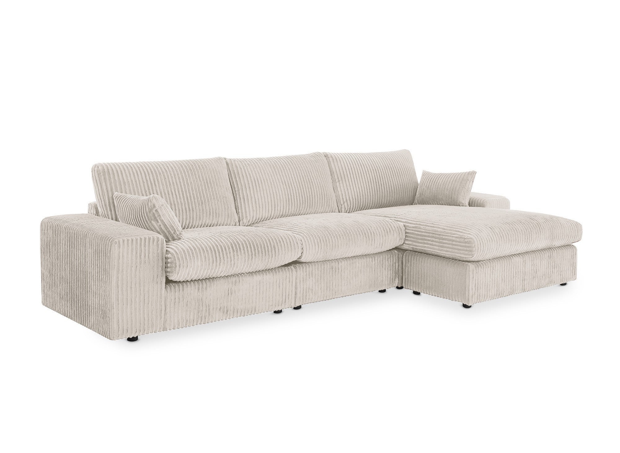 SIRINA weiches beige geripptes Wende-Ecksofa