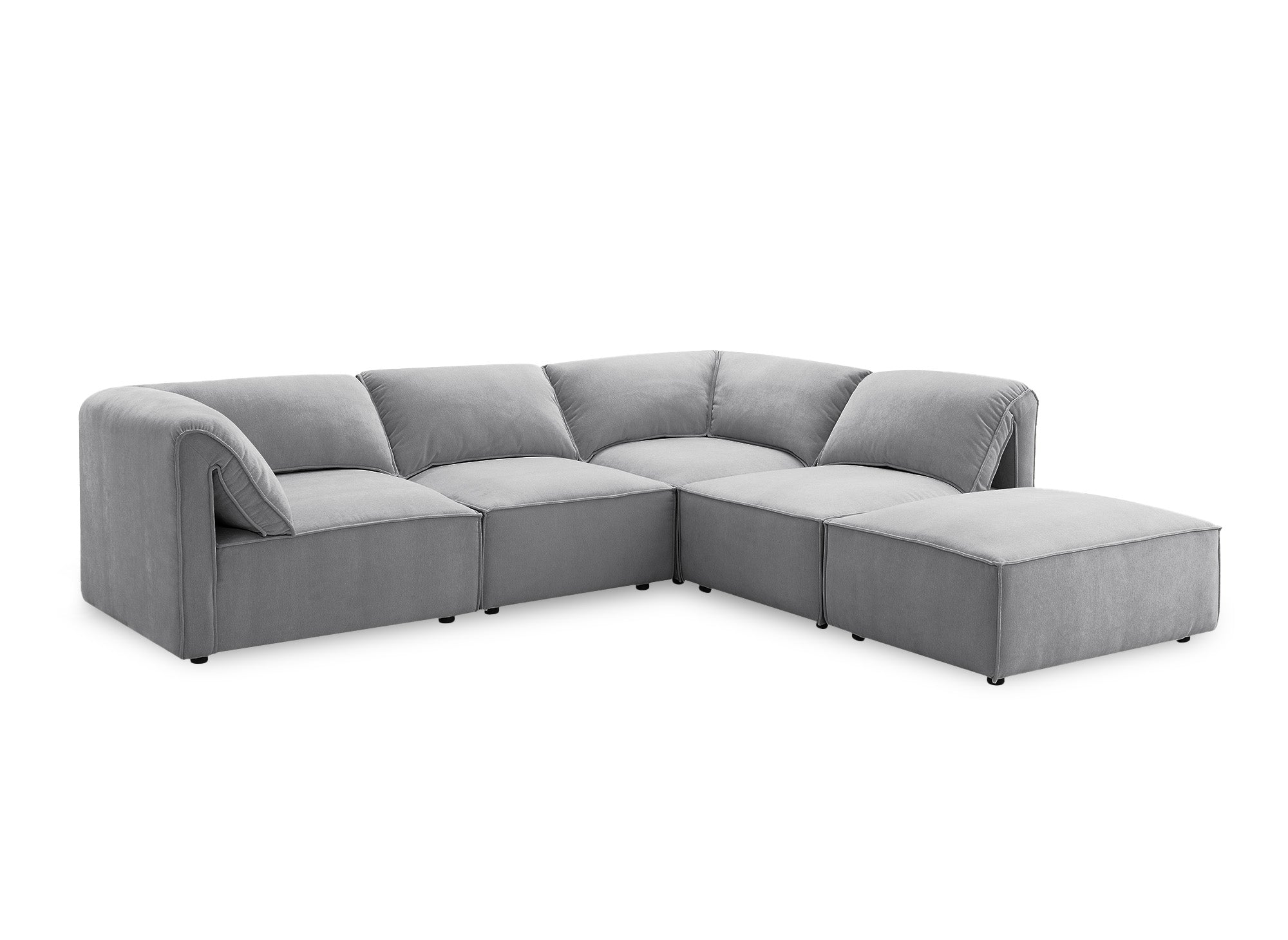 Modulares Ecksofa HARINA aus grauem Samt