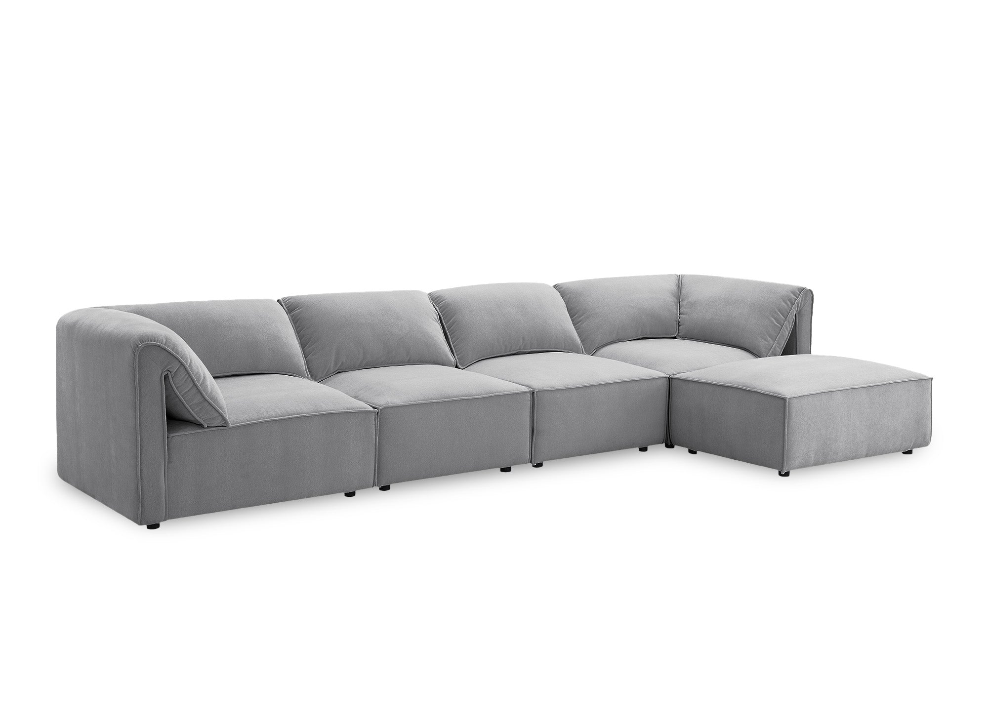 Modulares Ecksofa HARINA aus grauem Samt