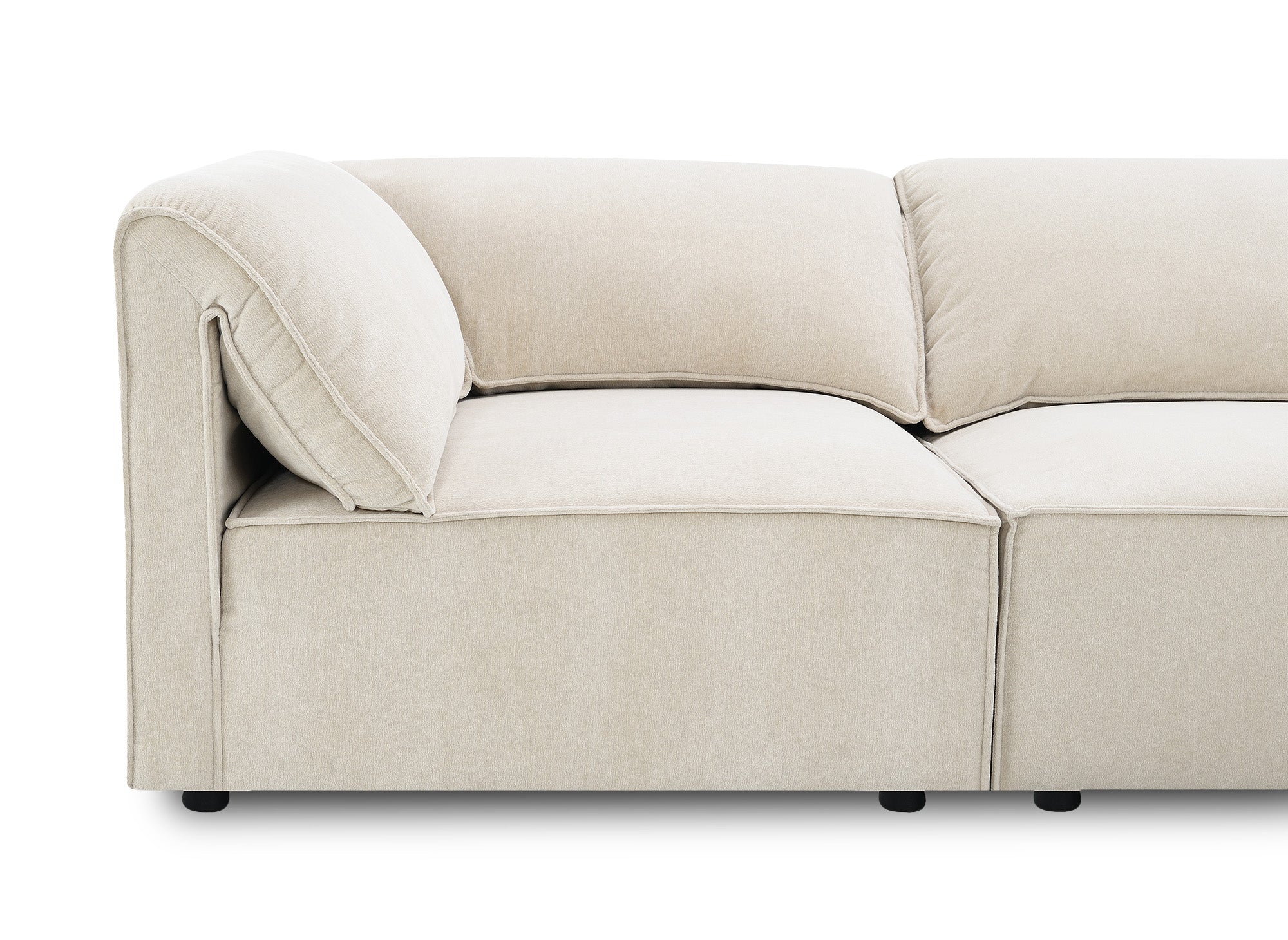 HARINA modulares Ecksofa aus beigefarbenem Samt