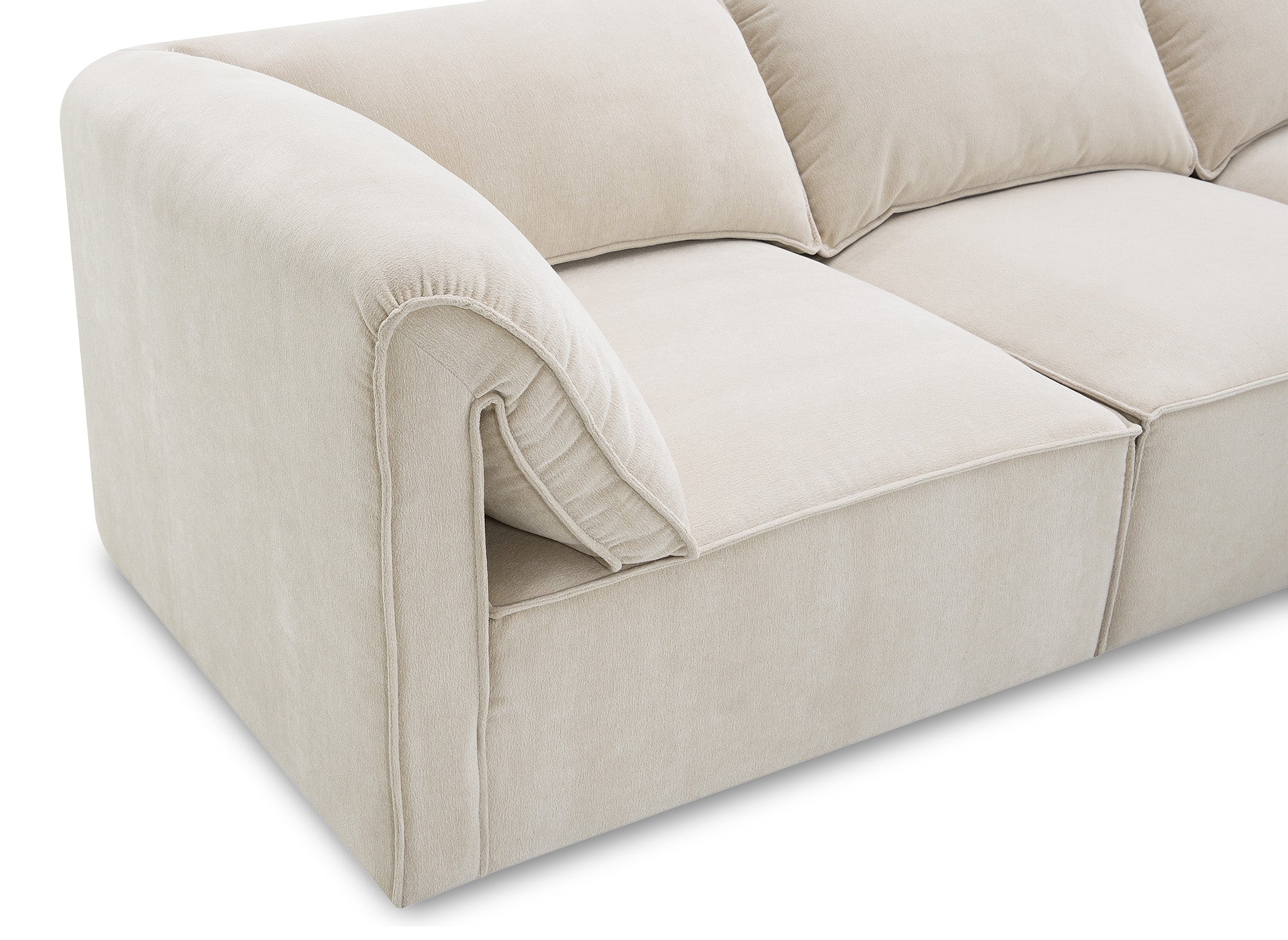 HARINA modulares Ecksofa aus beigefarbenem Samt