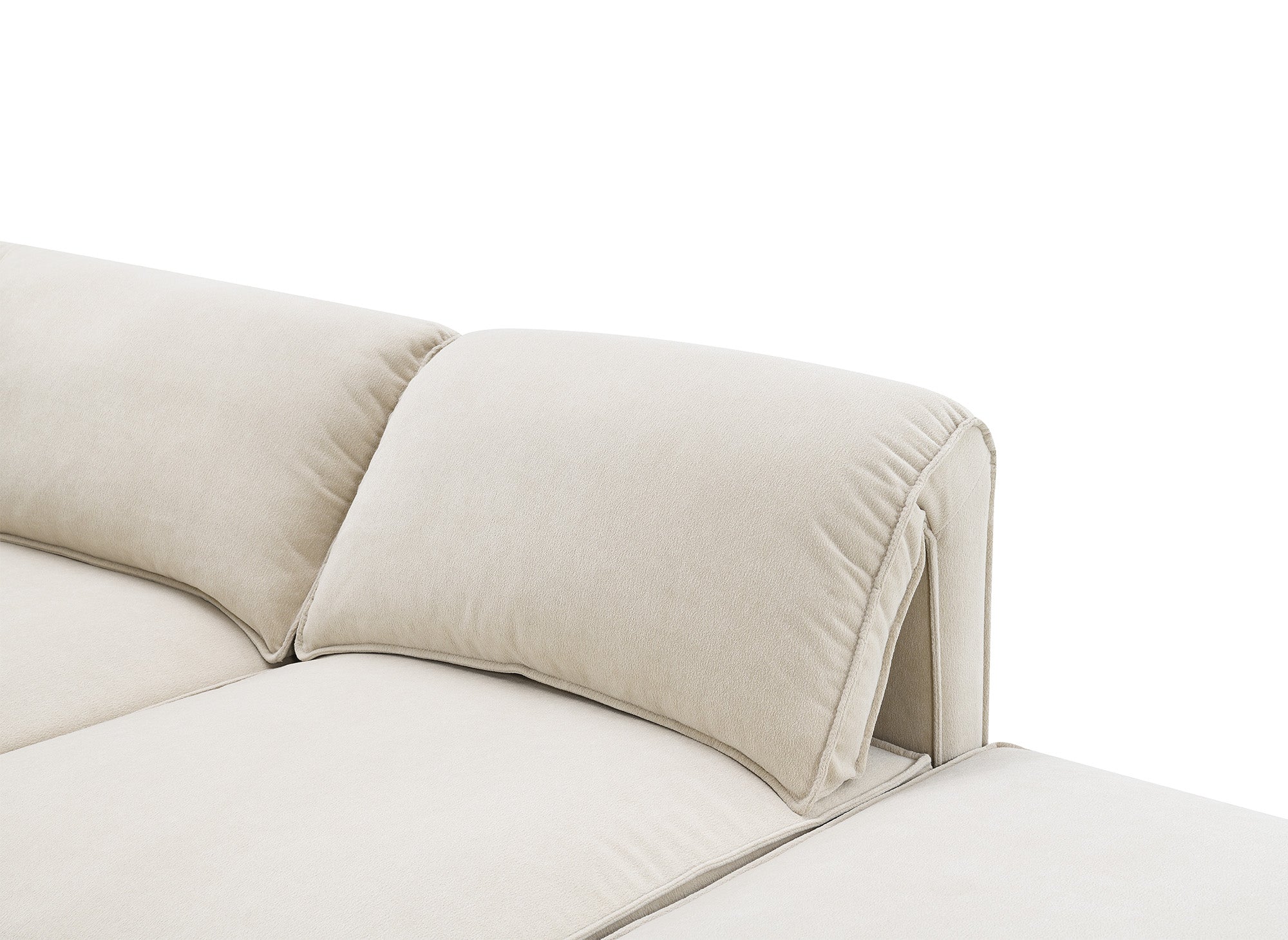 HARINA modulares Ecksofa aus beigefarbenem Samt